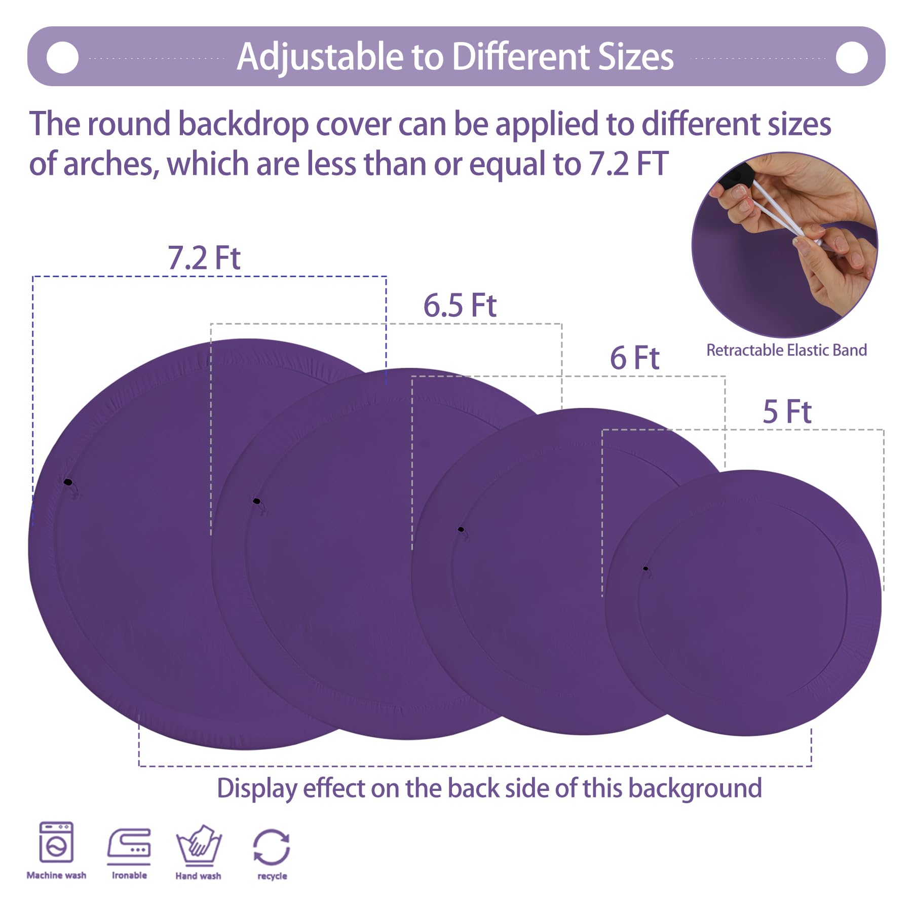 Gallety 7.2 Ft Purple Round Backdrop Cover For 5 To 7.2Ft Round Backdrop Stand   Adjustable Circle Arch Backdrop Cover For Weddi