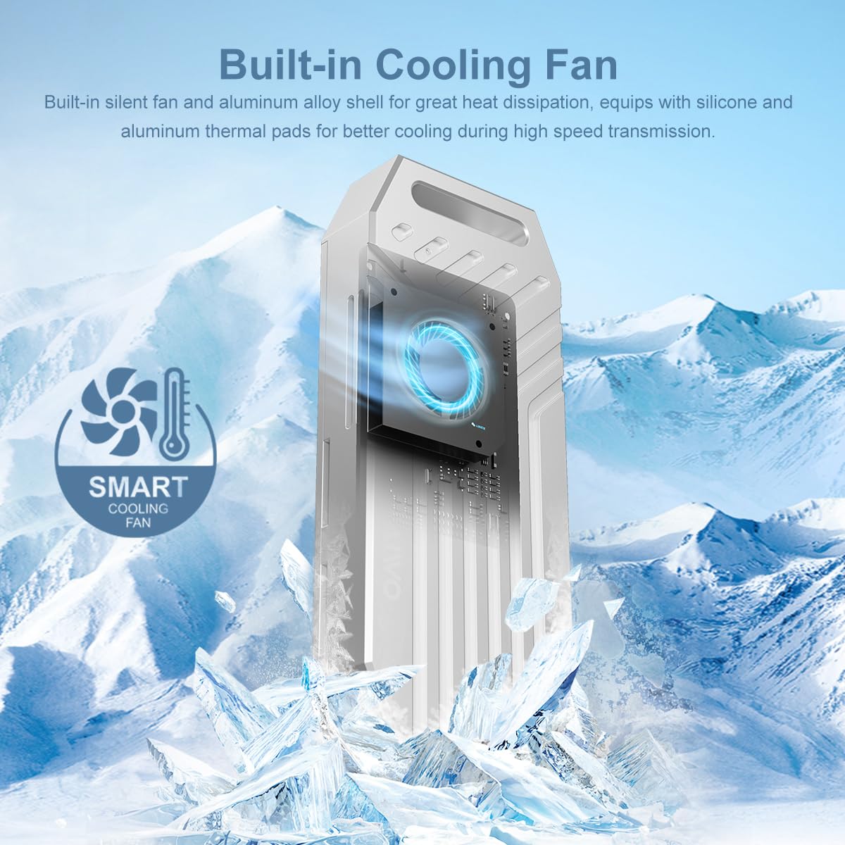 Maiwo 40Gbps M.2 Nvme Ssd Enclosure Usb4 Type C To 2280 Pcie Nvme Adapter Built In Turbo Fan Support Thunderbolt3/4 Usb4/3.0/2.0 Tool Free 8Tb Capacity Aluminum Alloy Case (K1695F)