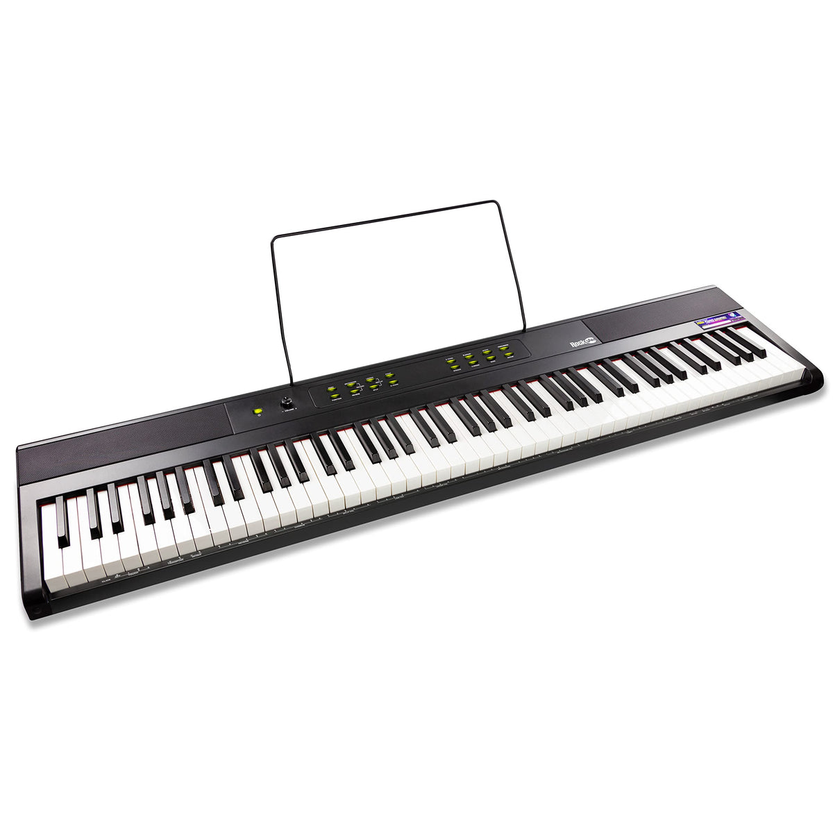 Rockjam 88 Key Digital Piano With Full Size Semi Weighted Keys, Power Supply, Sheet Music Stand, Piano Note Stickers & Simply Pi