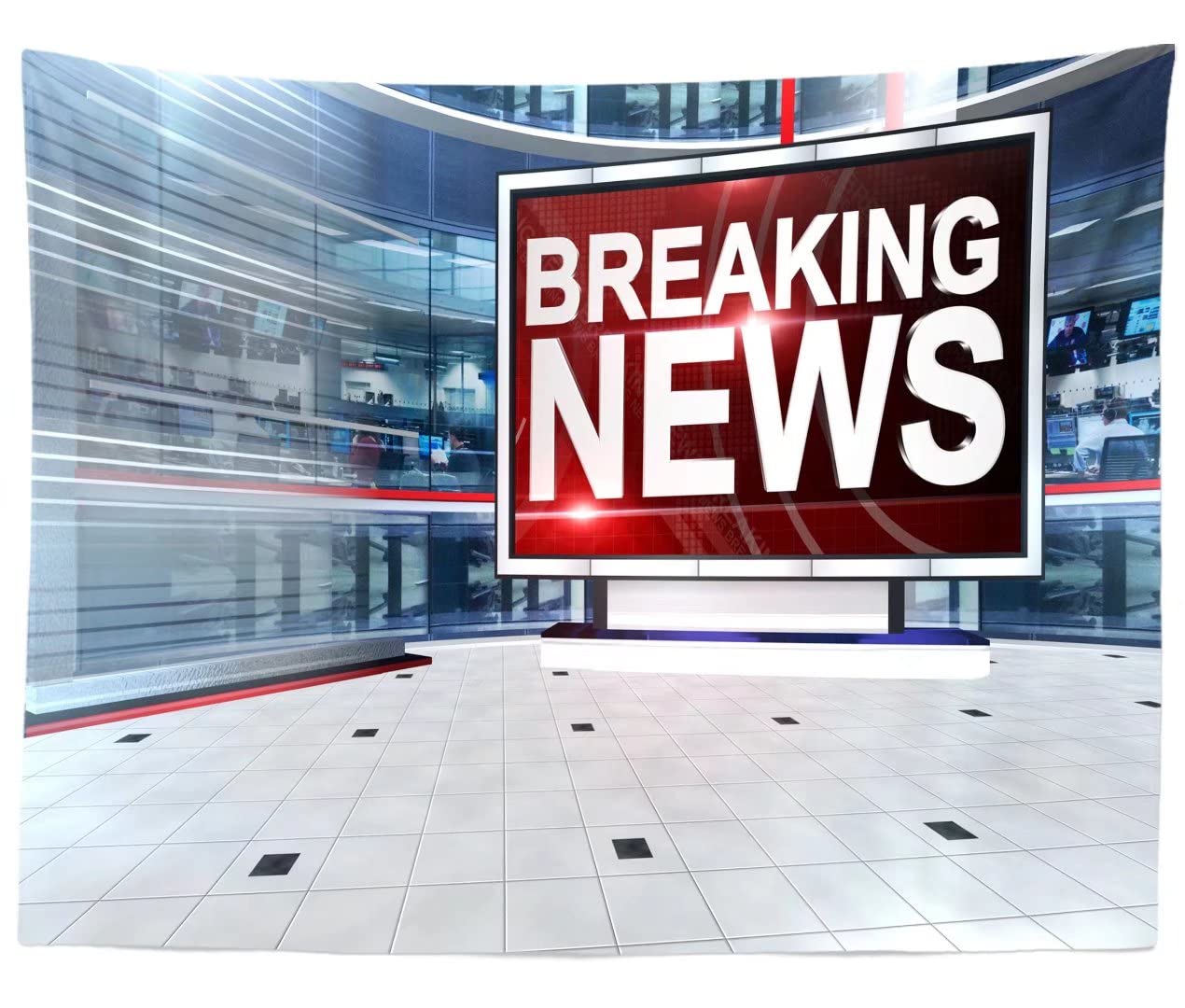 Beleco 5X3Ft Fabric News Broadcast Backdrop Studio Tv Breaking News Backdrop News Room Broadcasting Background Program Record Ne