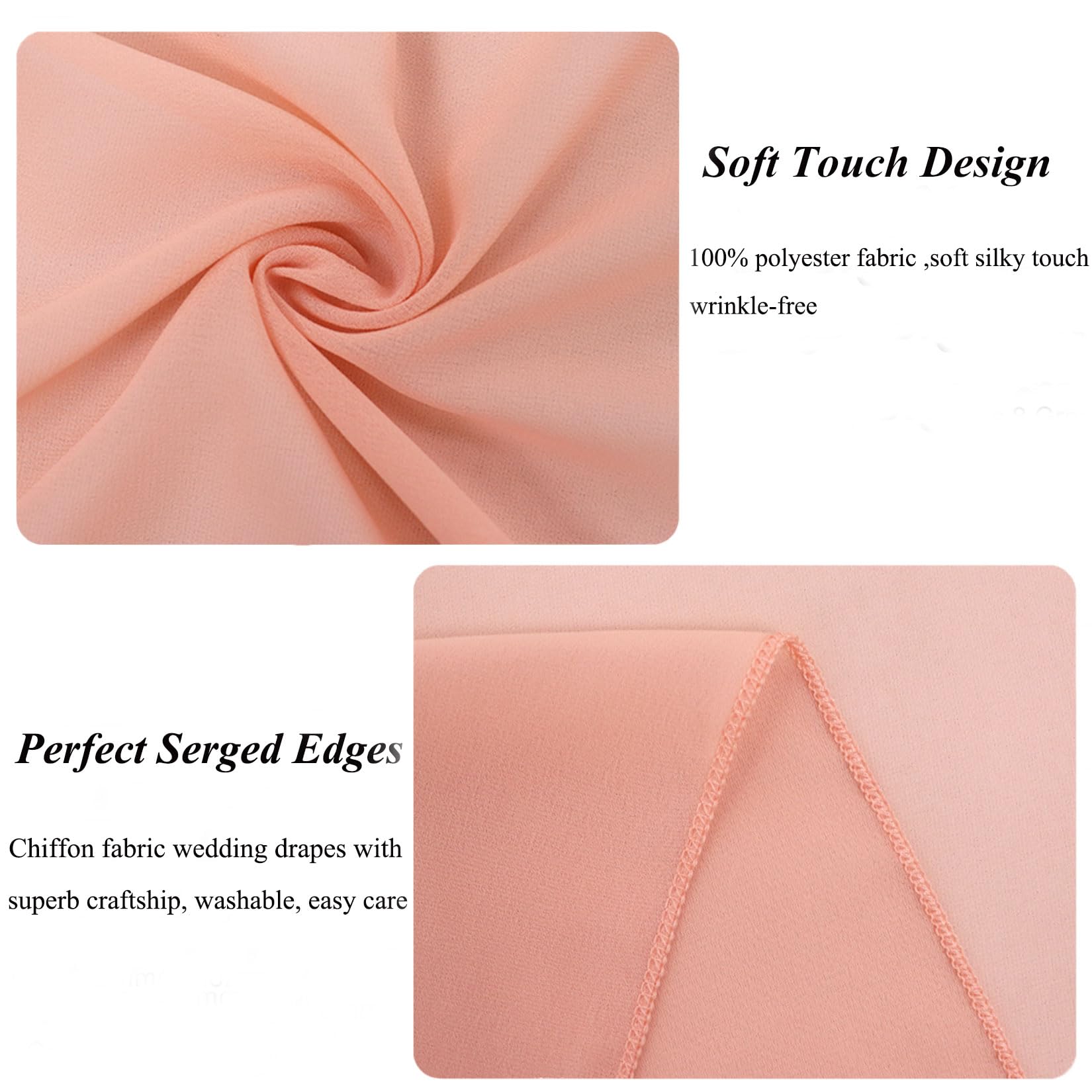 Fuhsy Wedding Arch Draping Fabric Peach Pink Chiffon Fabric Drapes 20Ft 1 Panel Sheer Curtains Wedding Arch Backdrop For Party C