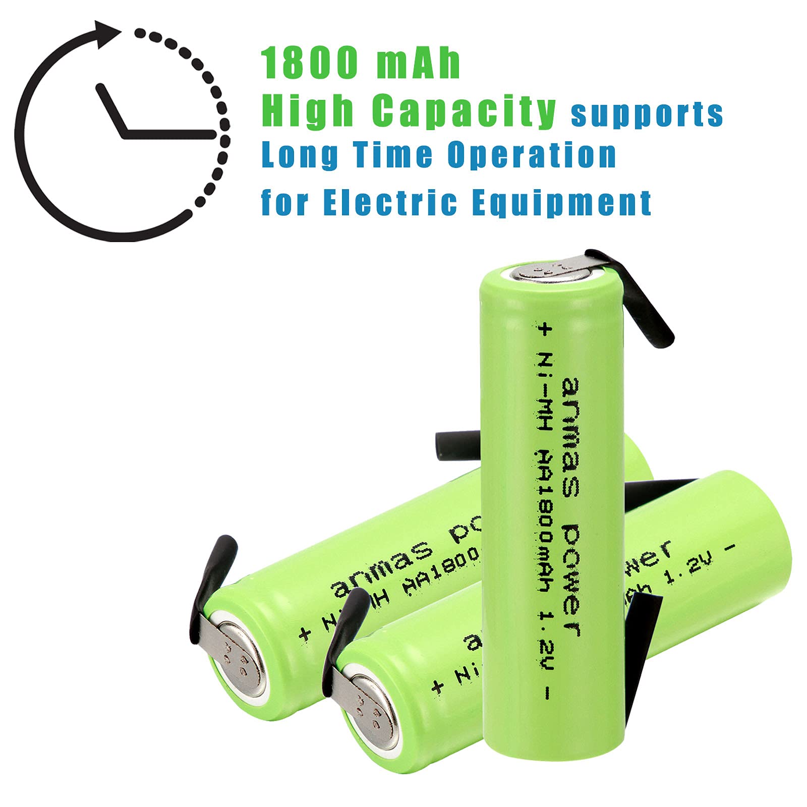Windmax 5 X Nimh 1.2V Aa 1800 Mah Electric Shaver Rechargeable Battery With Solder Tabs