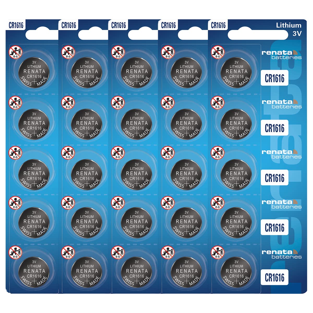 Renata CR1616 Batteries - 3V Lithium Coin Cell 1616 Battery (25 Count)