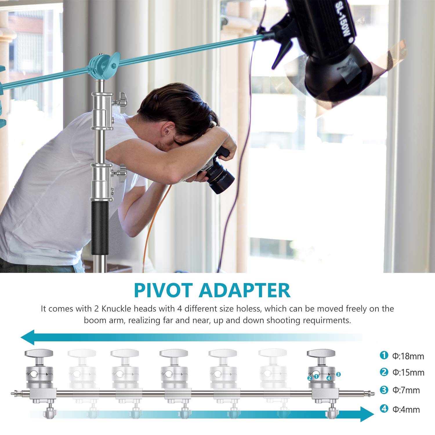Neewer 10 Feet/3 Meters Adjustable C Stand Light Stand With 4 Feet/1.2 Meters Extension Boom Arm, 2 Pieces Grip Head And Carry B