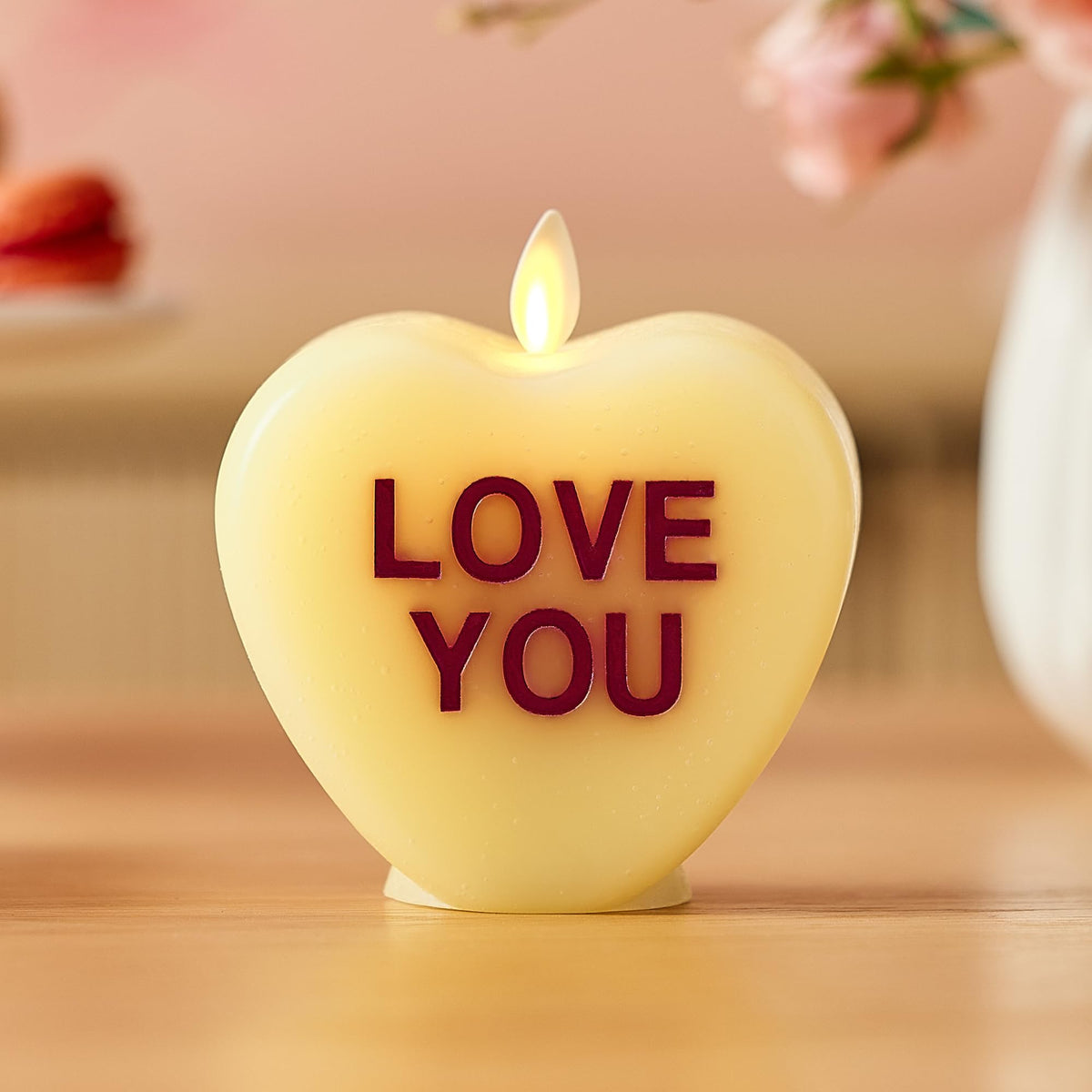 Luminara Candy Heart Love You Lemon Chiffon Candle- Flameless Real-Flame Romantic Battery Operated Led Decor- Valentine'S Day Co