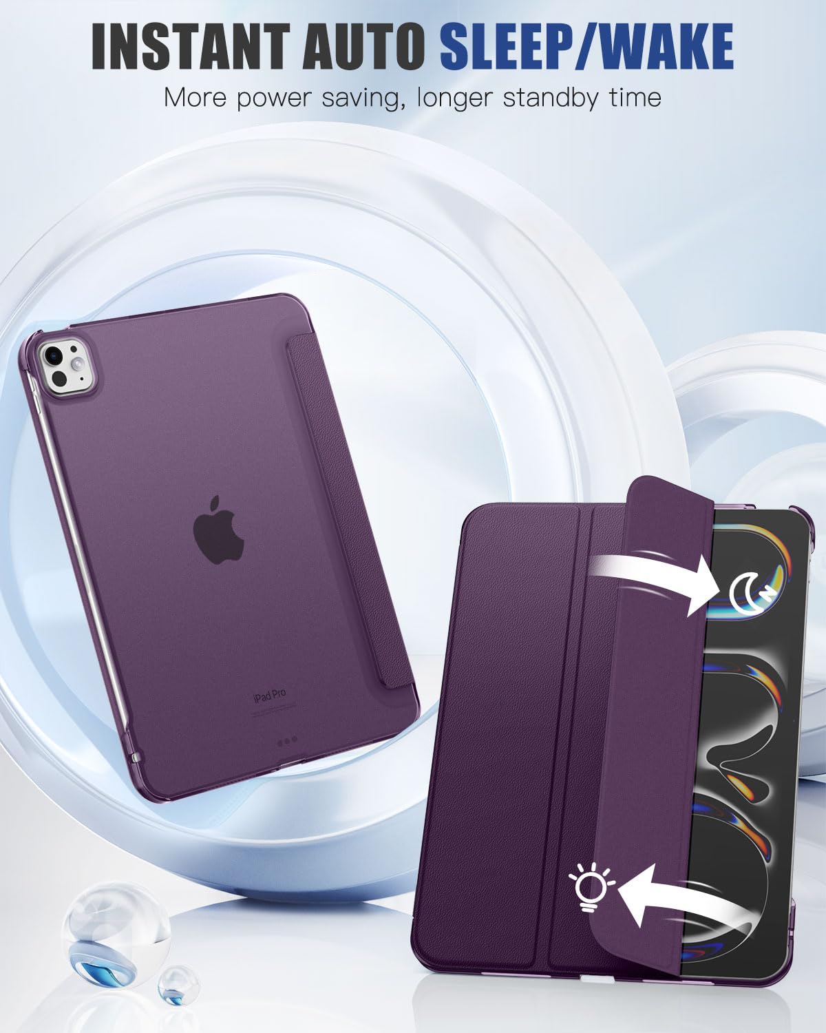 MoKo for iPad Pro 11 Inch Case M4 2024 (5th Gen), Ultra Slim Stand Case with Hard PC Translucent Back Shell Cover for iPad Pro 11'' 2024 Model (A2836/A2837/A3006), Support Apple Pencil Pro,Dark Purple