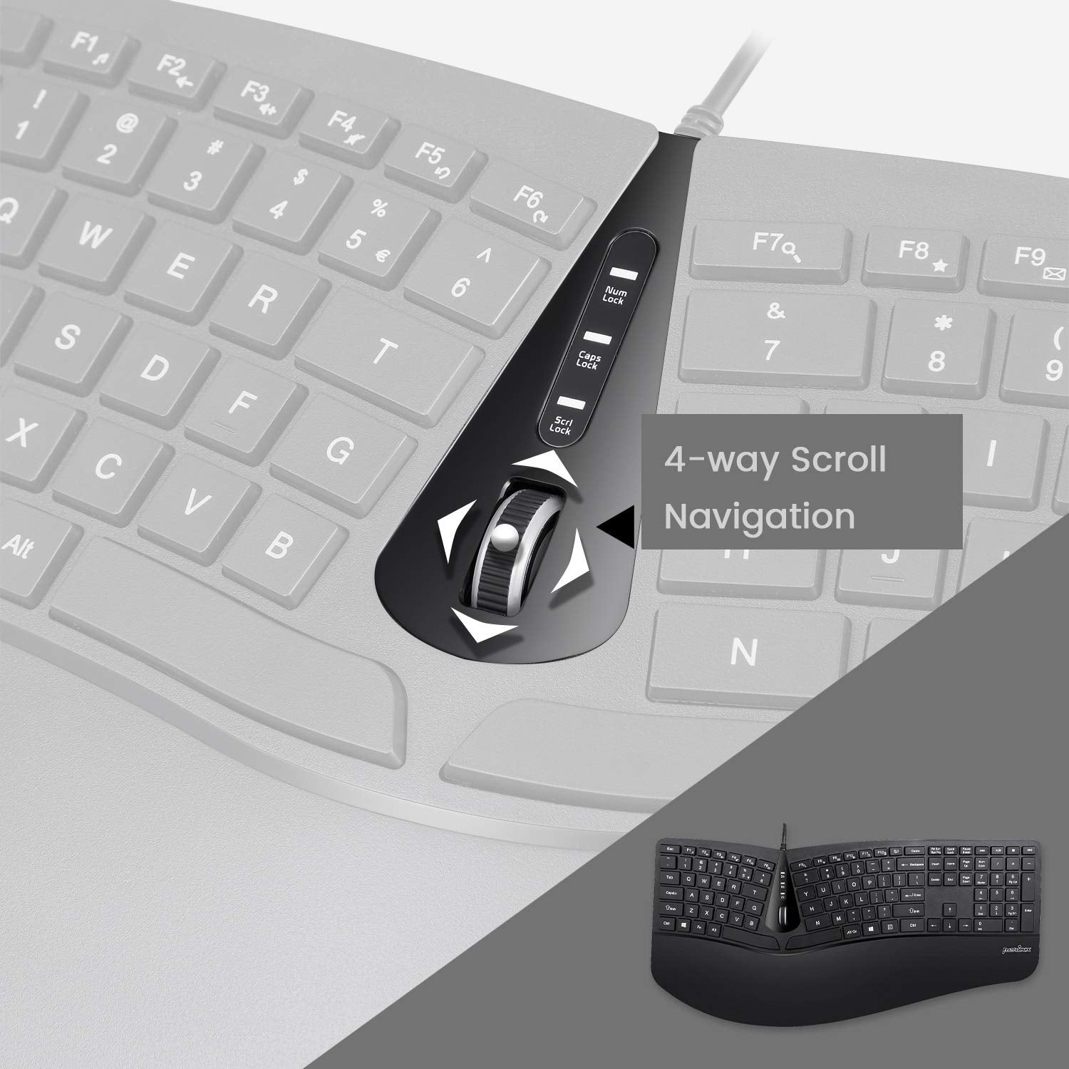 Perixx Periduo 505, Wired Usb Ergonomic Split Keyboard And Vertical Mouse Combo With Adjustable Palm Rest And Short Tactical Membrane Keys, Us English Layout