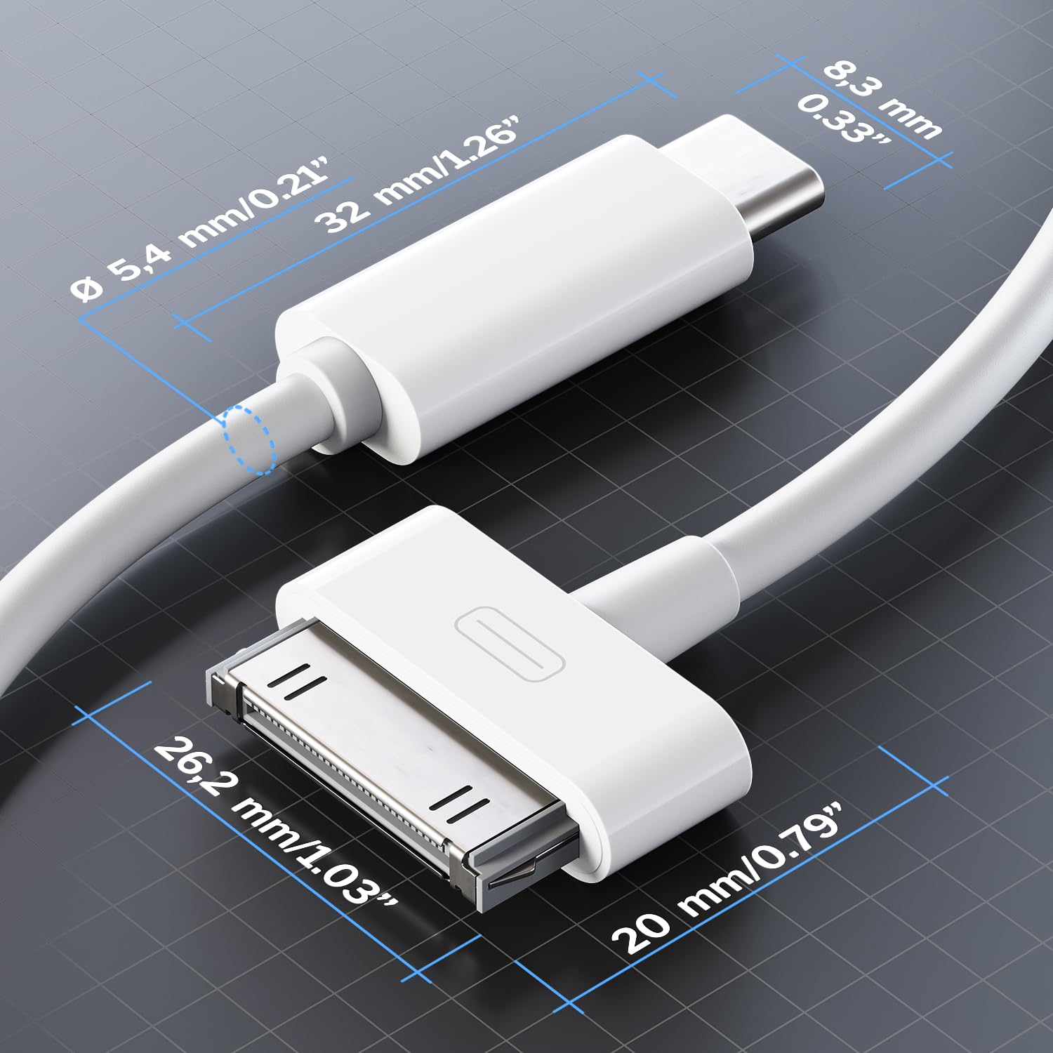 30 Pin To Usb C Adapter Cable For Iphone, Ipad, Ipod � 6Ft (Next Generation Data Cable/Charging Cable From Usb C To Dock Connector For Iphone 4S/4/3G/3/1, Ipad 3/2/1, Ipod, White) � Cabledirect
