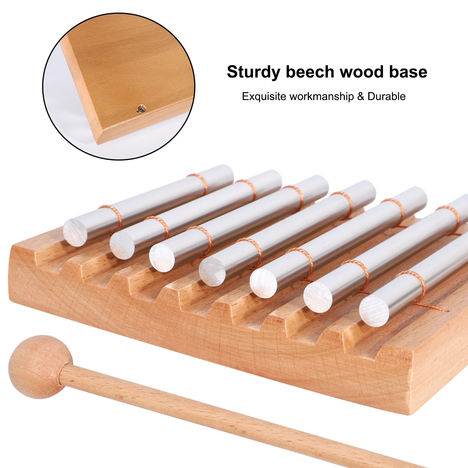 Lieke 7 Tone Hand Chime Instrument Meditation Chime Mindfulness Bell With Nice Tone For Yoga Meditation Sound Healing Teachers