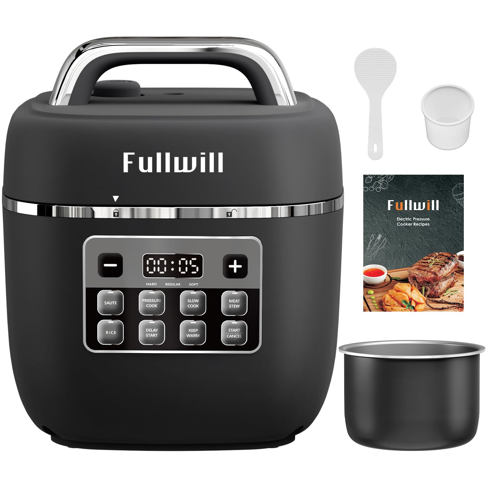 Fullwill Electric Pressure Cooker Lite, Slow Cooker, Rice, Saut  , Warmer, Olla de Presion Nonstick Pot 3 Quarts