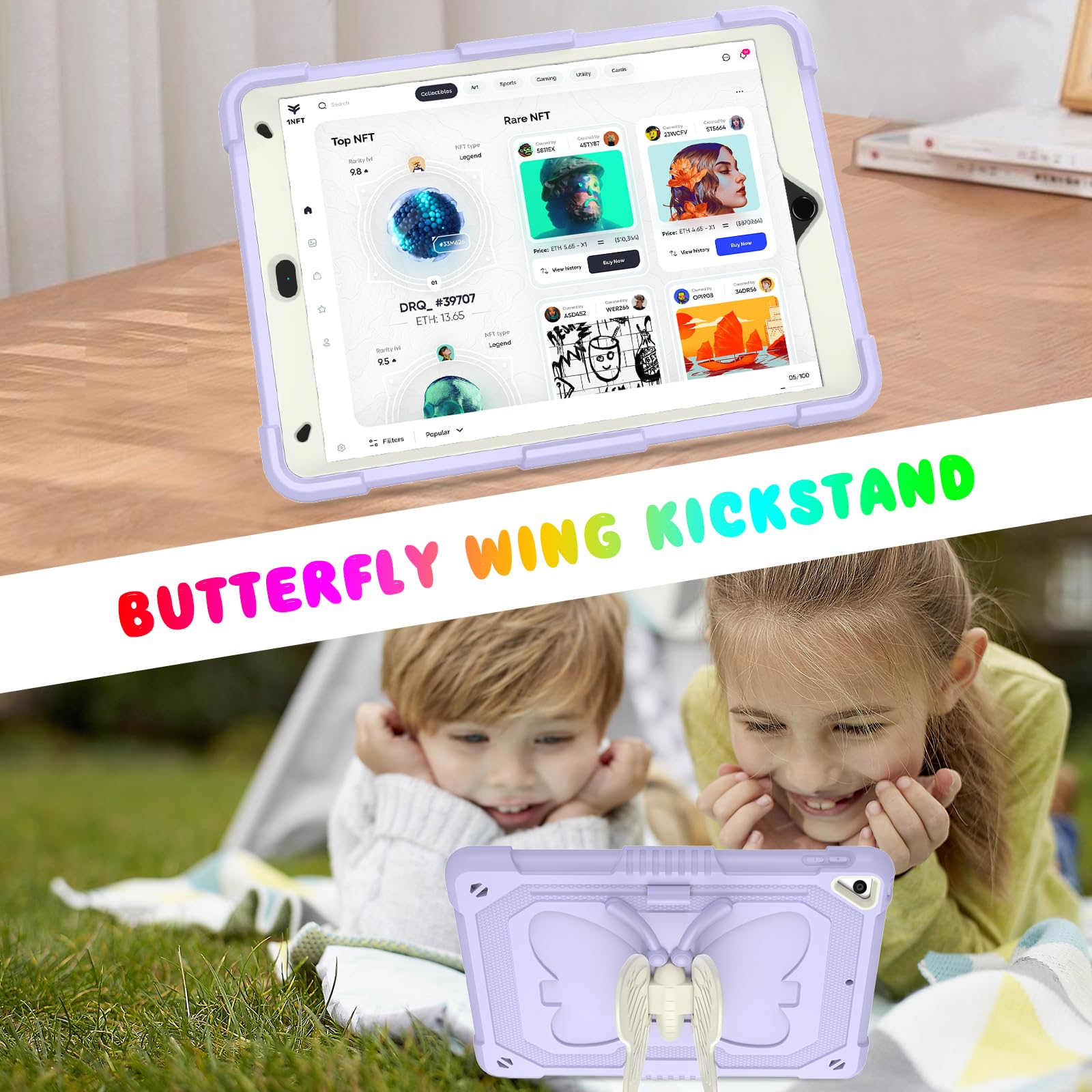 Blosomeet Purple Case For Ipad 10.2 Inch With Tempered Glass Screen Protector,Ipad 9Th/8Th/7Th Gen Cover With Stand Pencil Holde