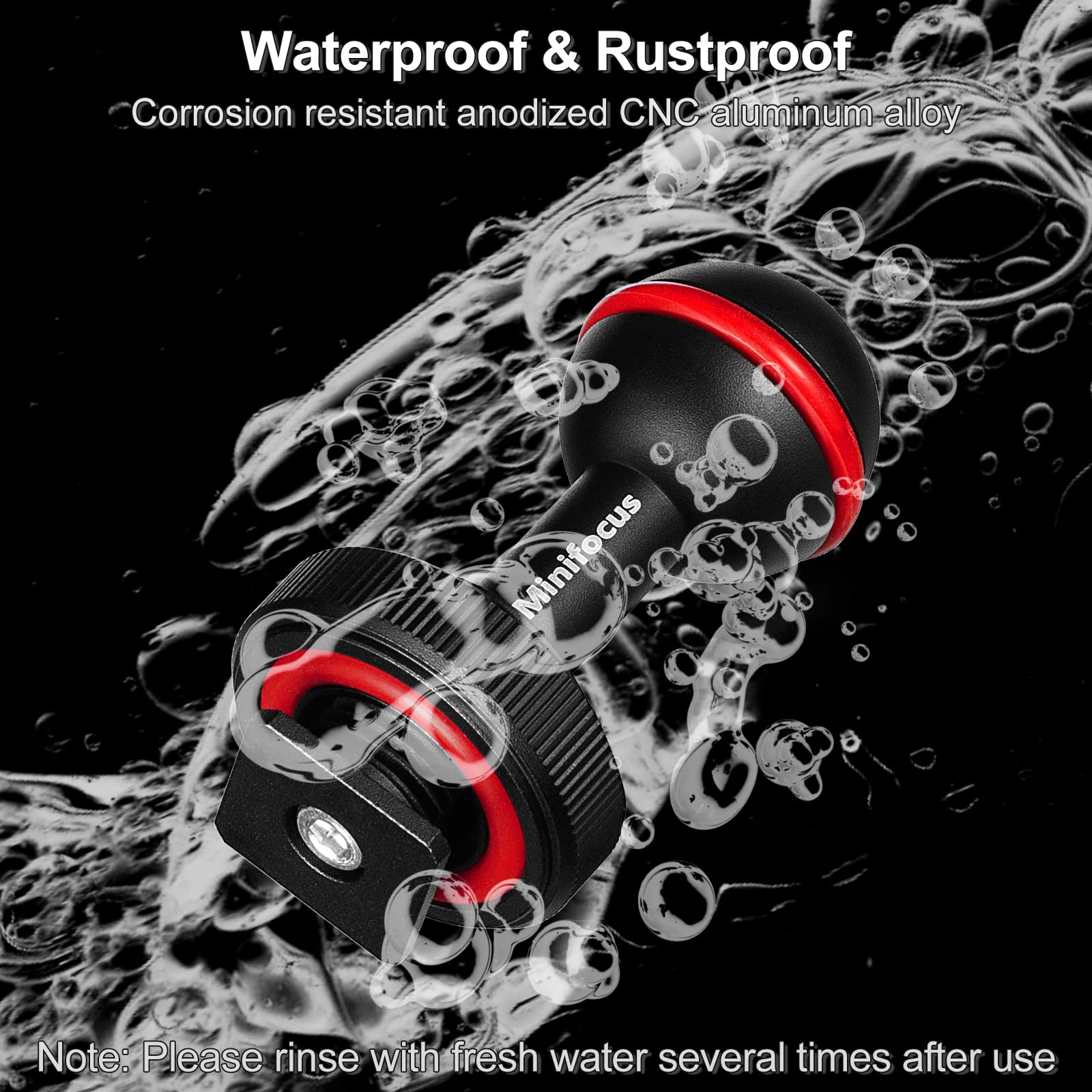 Minifocus 1'' Ball Head Cold Shoe Base Adapter, Universal Ball Joint Bracket With Cold Shoe Base Adapter For Diving Light Underw