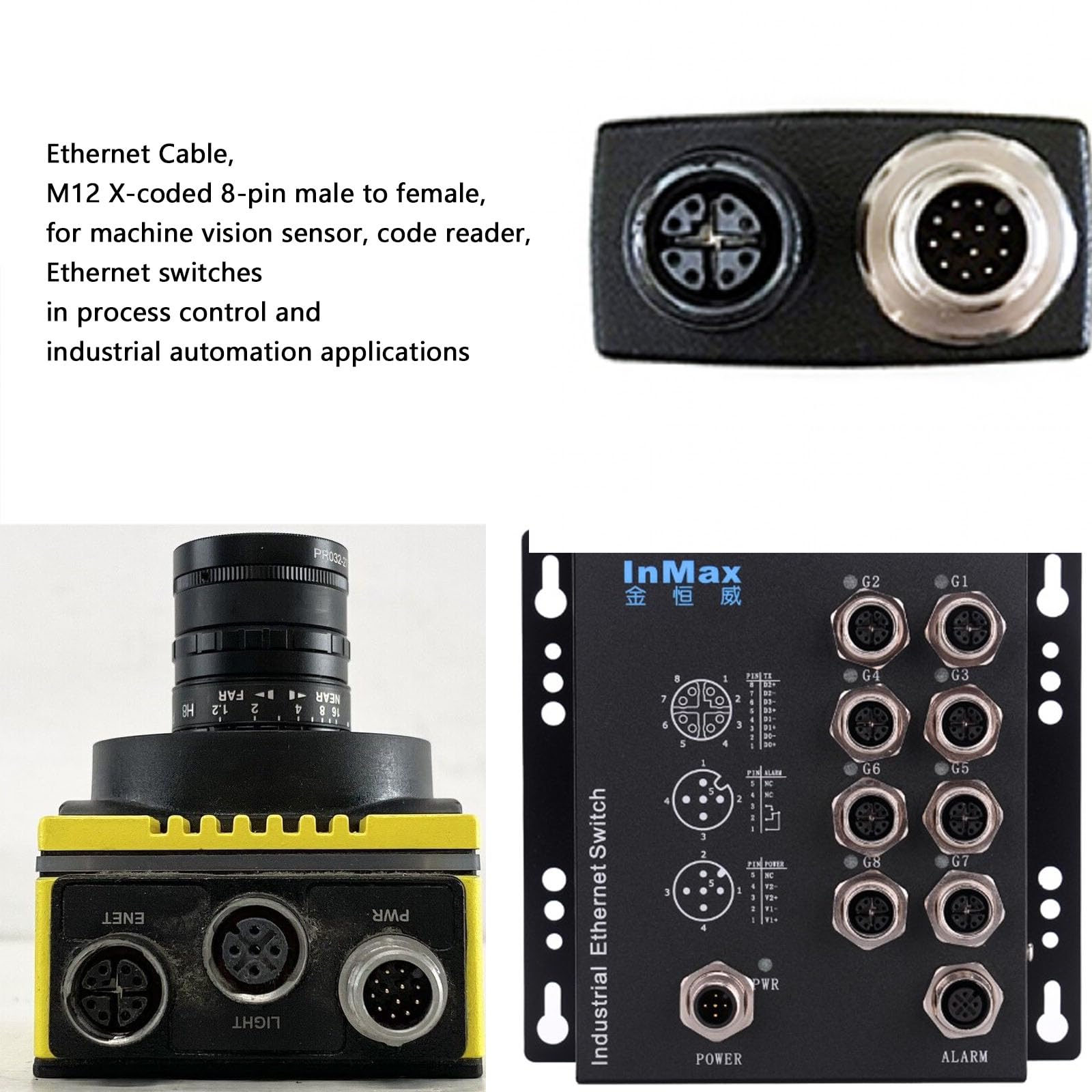 Hangton M12 Ethernet 8 Pin X Code Rj45 Cat 7E Gige Cable For Basler Cognex Vision Camera Sensor Barcode Reader Plc Router Switch