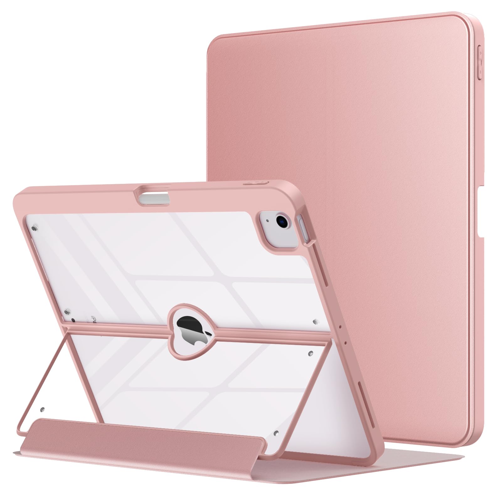 MoKo for iPad Air 13 Inch Case M2 2024 with Pencil Holder, iPad Air 13 Case, [Built in Screen Protector], iPad Air 13' Case with Clear Back & Magnetic Multi Angle Stand Cover, Rose Gold