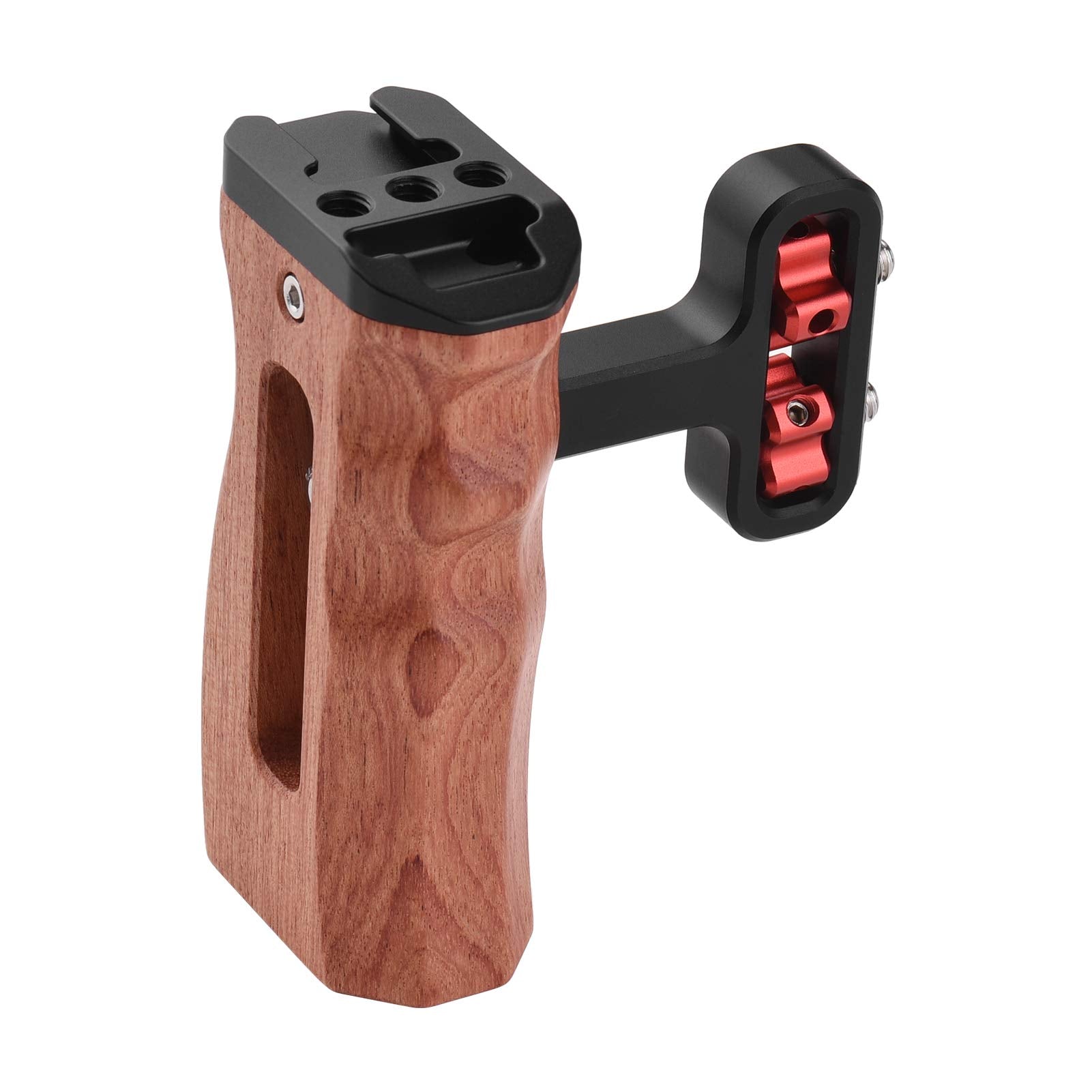 Andoer Universal Camera Cage Left/Right Side Handle Wooden Hand Grip With 1/4 Screw Hole Cold Shoe Mount For Camera Cage