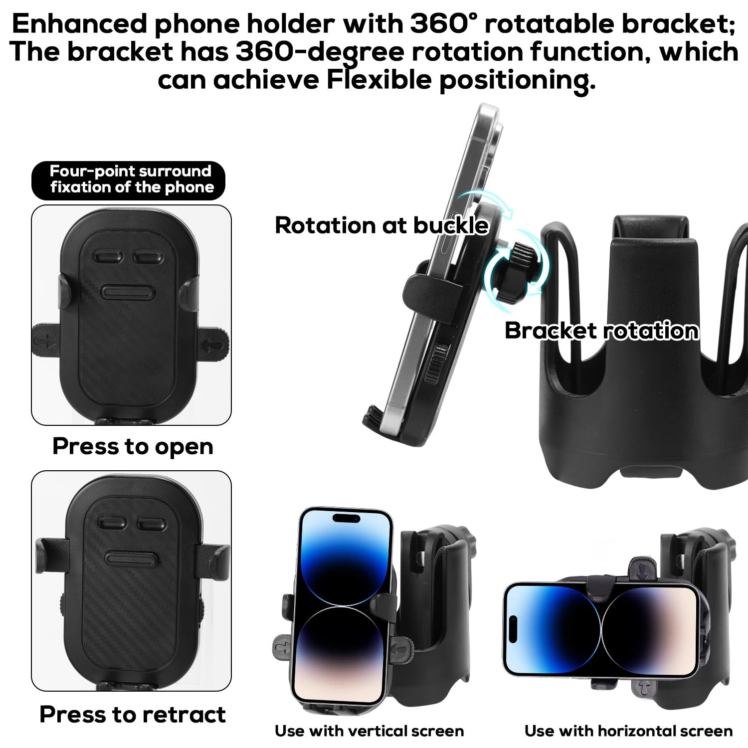 2-In-1 Mic Stand Cup Phone Holder, Black Universal Bottle Phone Holder Microphones Accessories For Concert Hall Recording Studio