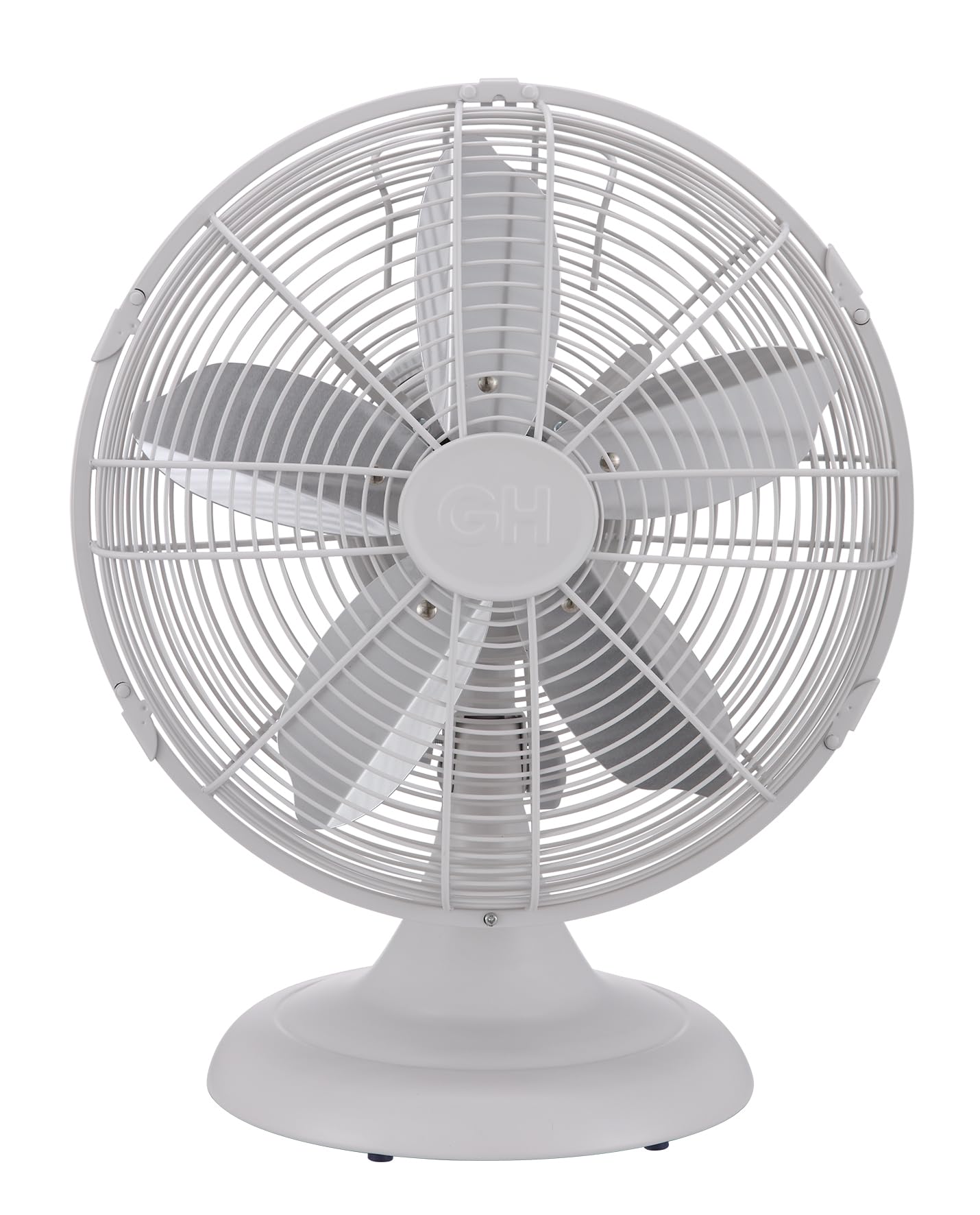 Good Housekeeping All Metal (92602) Oscillating 12'' Retro Desk Office Table Fan (Matte White)