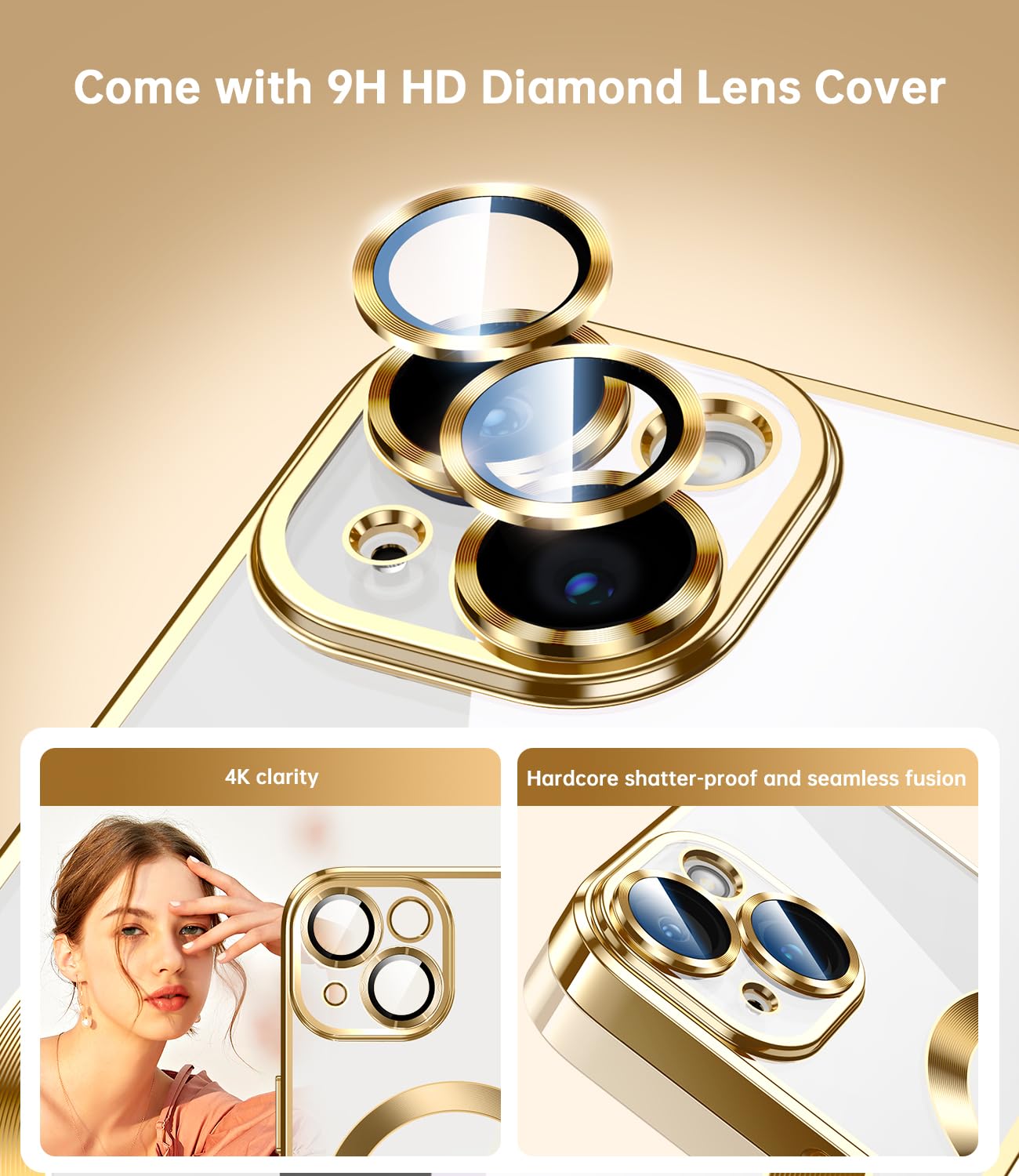 Waldeng For Iphone 15 Case With Integrated Camera Lens Protector, [Compatible With Magsafe] [Original Iphone Exterior], Crystal