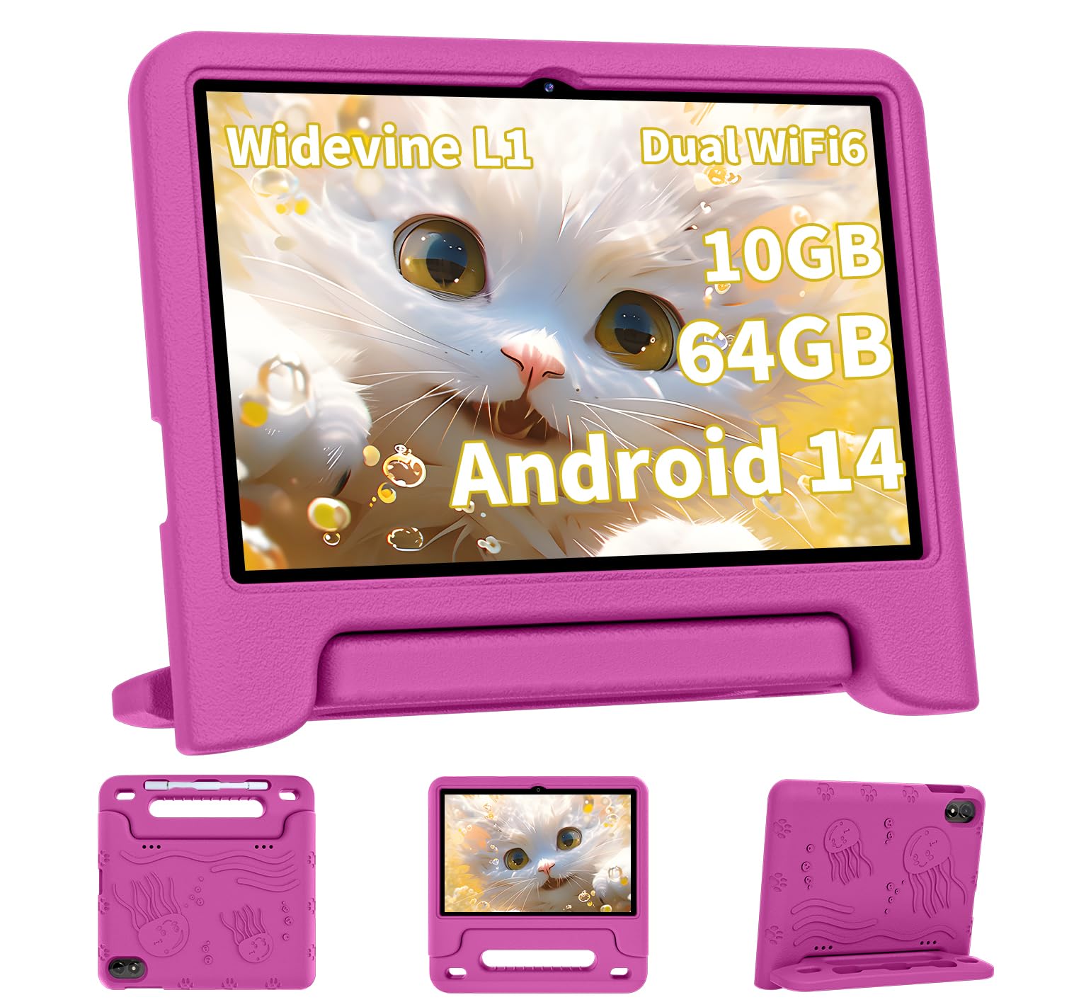 2024 Newest Android 14 Tablet, 10Inch Kids Tablet , Octa Core Cpu, 10Gb+64Gb+1Tb Expand Tablets For Kids With Kids Space, Parent