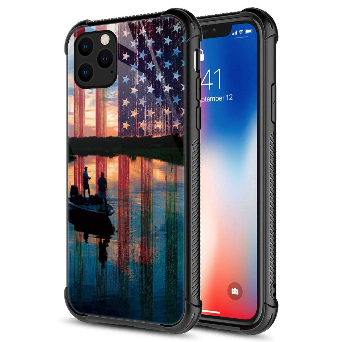 Carloca Compatible With Iphone 12 Pro Max Case,Fishing Red Usa Flag Iphone 12 Pro Max Cases For Girls,Graphic Design Shockproof