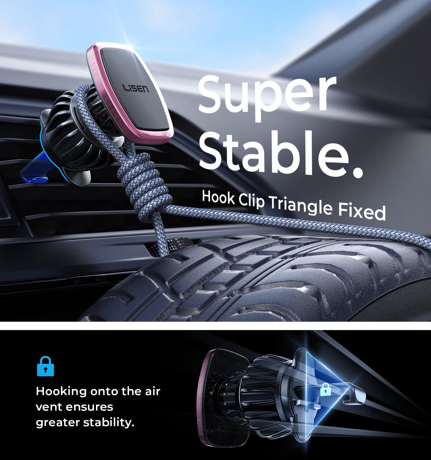 Lisen Magnetic Phone Holder For Car, [Easily Install] Car Phone Holder Mount [6 Strong Magnets] Cell Phone Holder For Car [Case