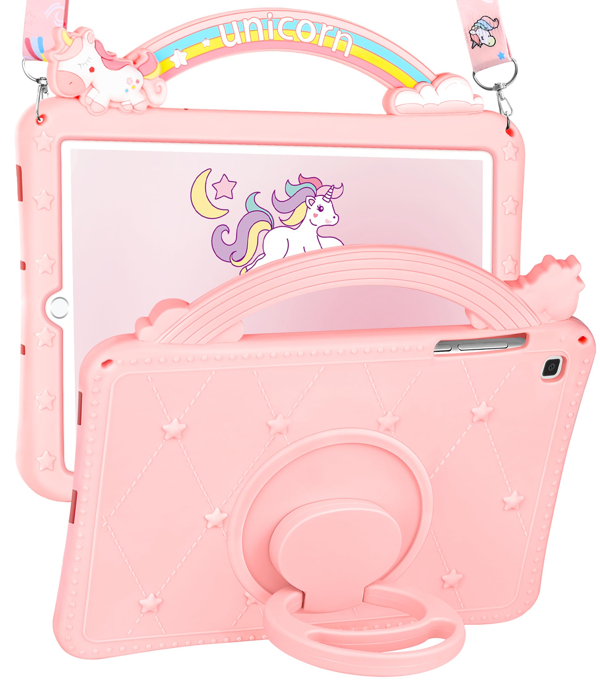 Wazzasoft For Samsung Galaxy Tab S6 Lite Case 10.4''   Girls Cute Women Cartoon Kawaii 3D Design Cover With Rotating Stand & Str