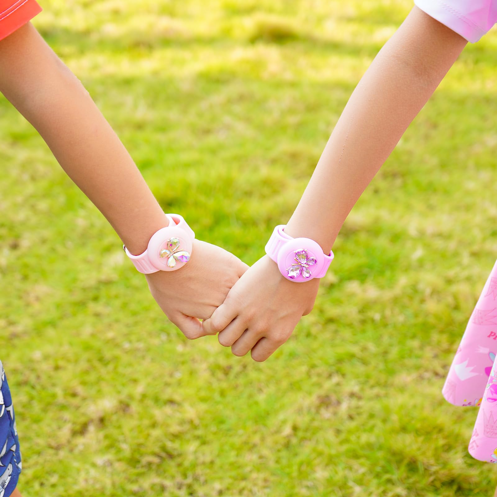 Xeewen 2 Pack For Airtag Waterproof Watch Bracelet Cute Holder For Kids, Pink Purple Wristband Cover (Butterfly)