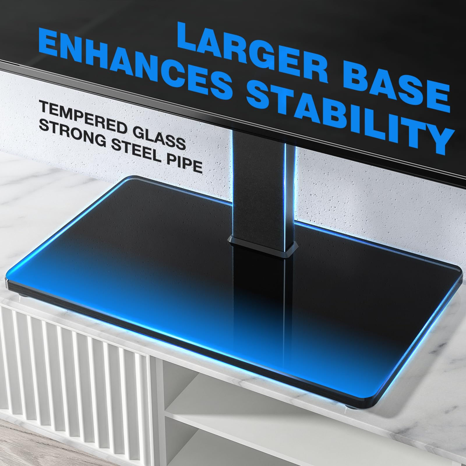 Rfiver Universal Swivel Tv Stand Table Top Tv Stand For 37 65,70,75 Inch Lcd Led Tv Up To 110 Lbs  Height Adjustable Center Pede