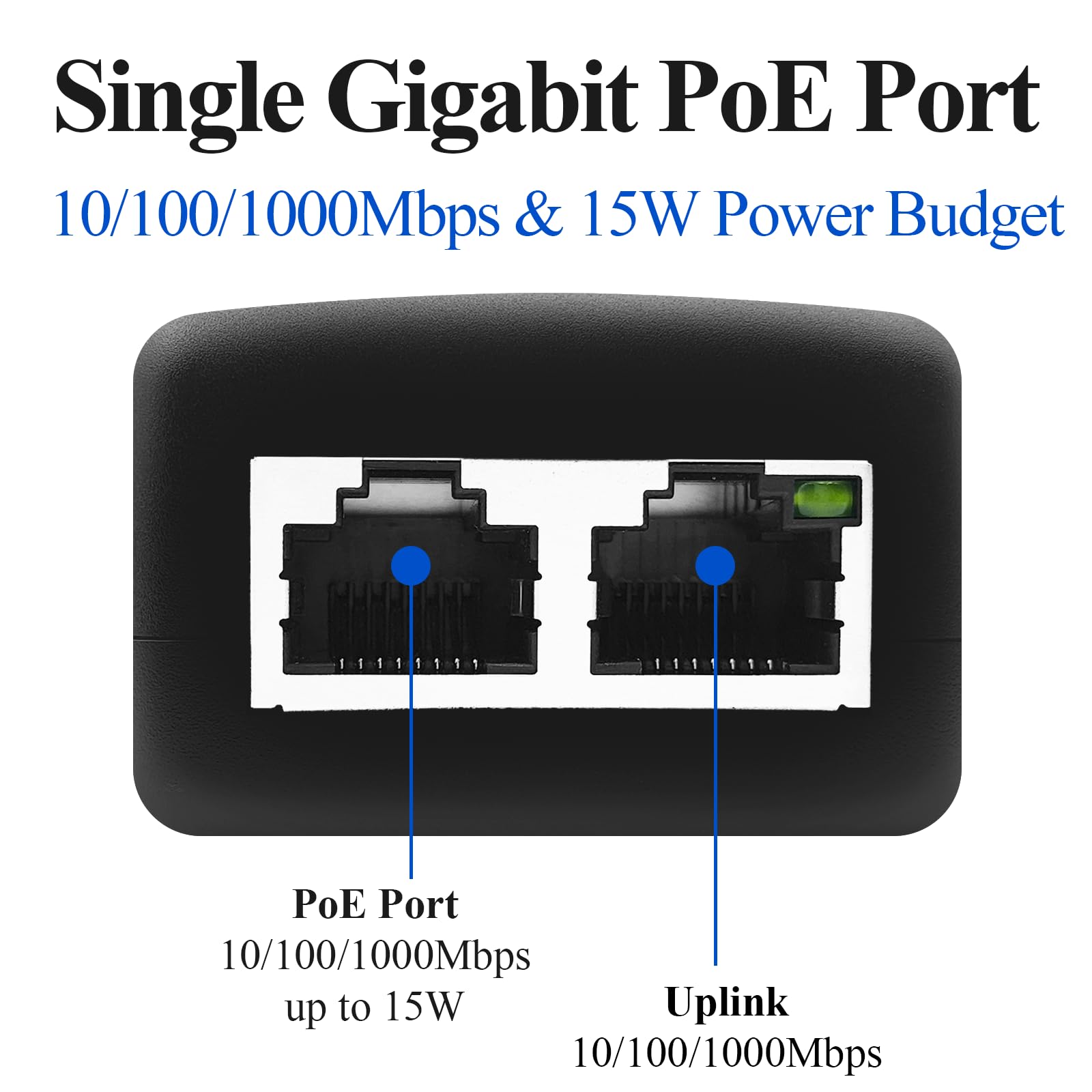 Steamemo 52V Gigabit Poe Injector Adapter, 15W 10/100/1000Mbps Ieee 802.3Af Compliant, Plug & Play, Gigabit Poe Adapter For Ip C