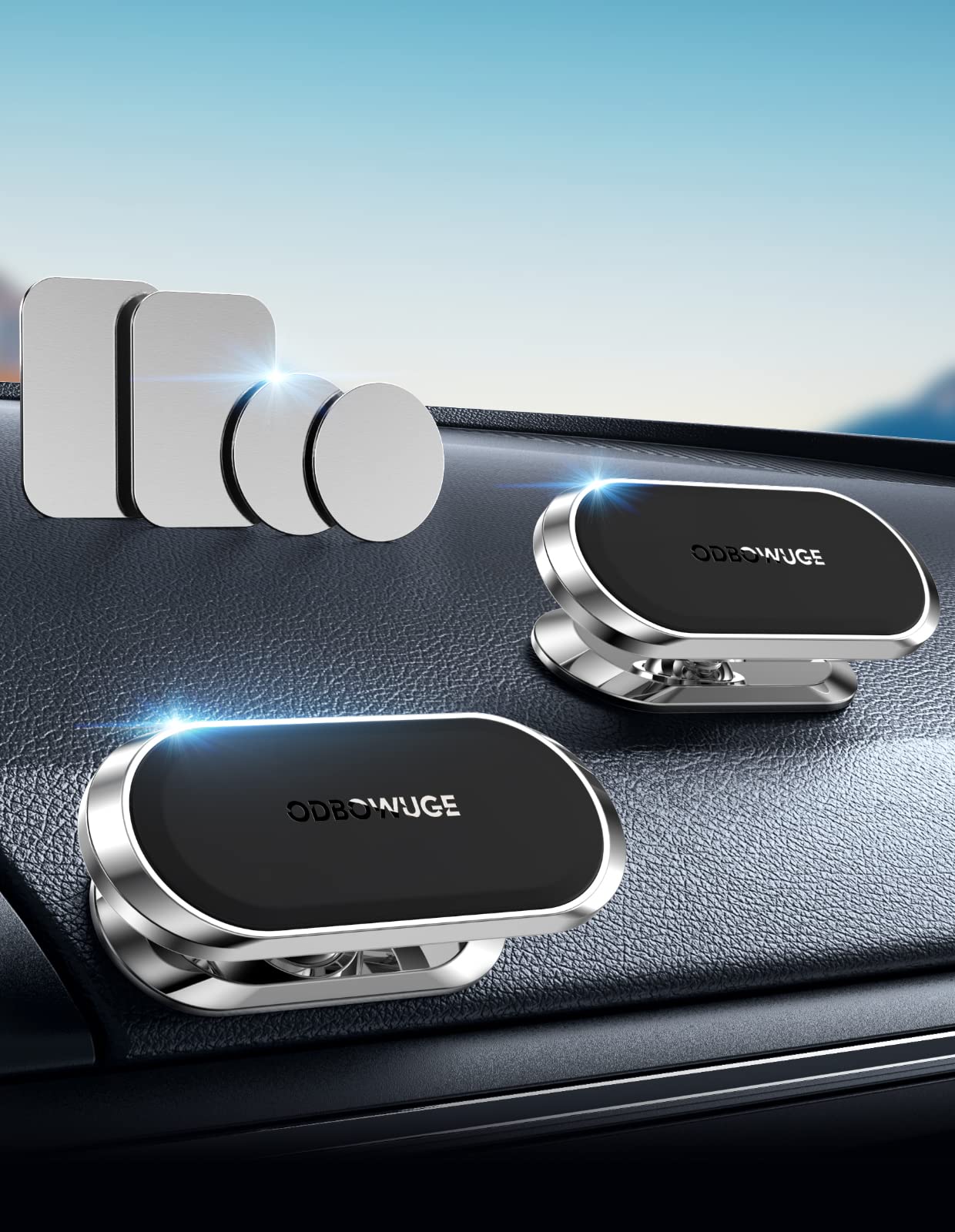 Odbowuge 2 Pack Magnetic Phone Holder For Car, Upgrade Magnet - 360 Rotation And Easy Installation, Compatible With All Smartpho
