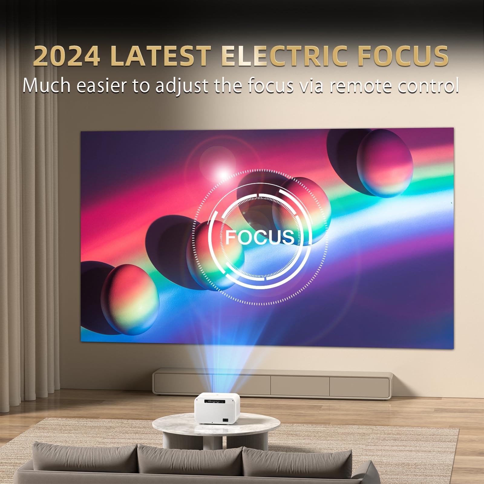 Mini Projector, 20000Lm 4K Projector With Wifi Bluetooth Native 1080P, Fhd 1080P Hifi Portable Outdoor Movie Projector Max 300