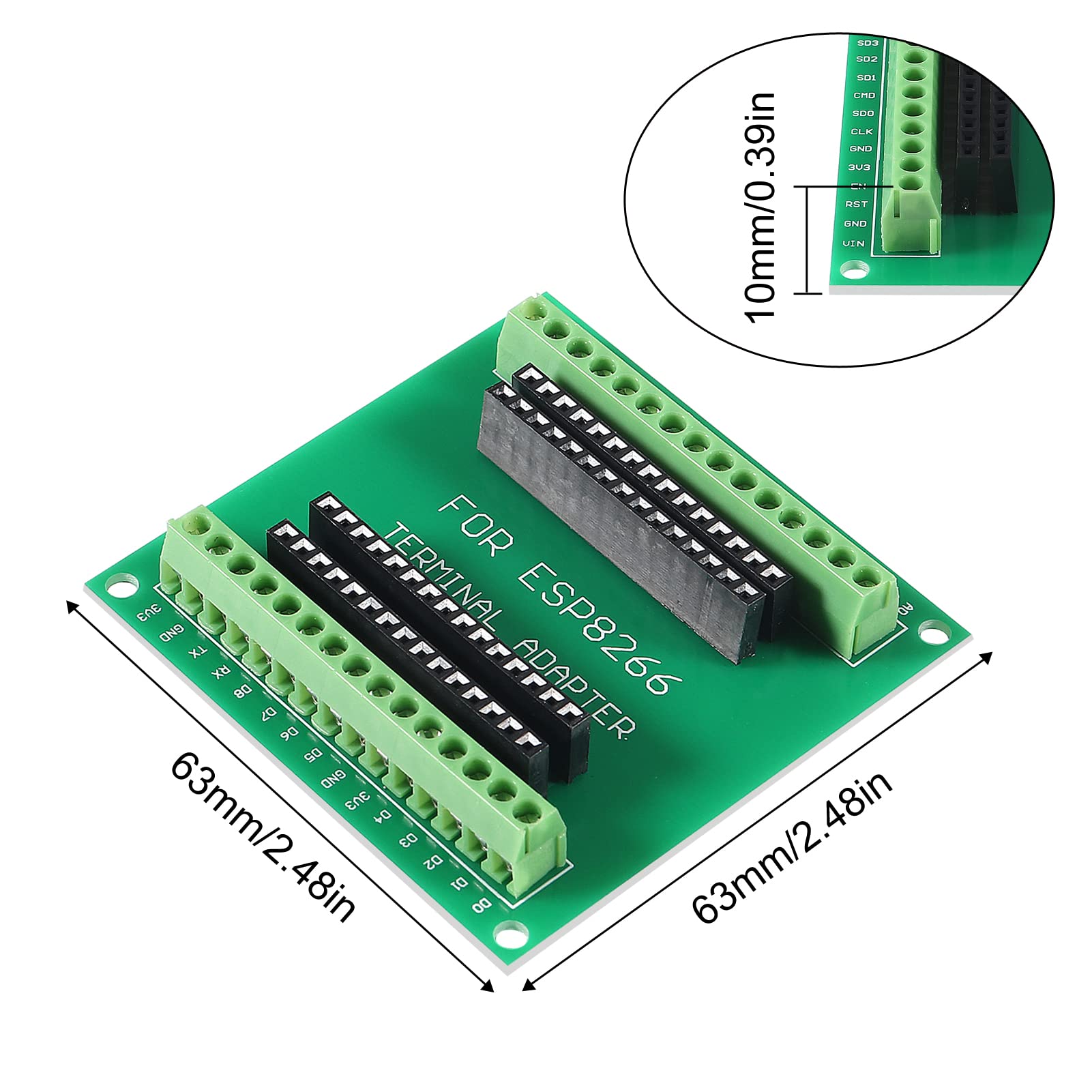 3Pcs Esp8266 Breakout Board Gpio 1 Into 2 Terminal Screw Board Compatible With Esp8266 Esp 12E Block Pcb Microcontroller Develop