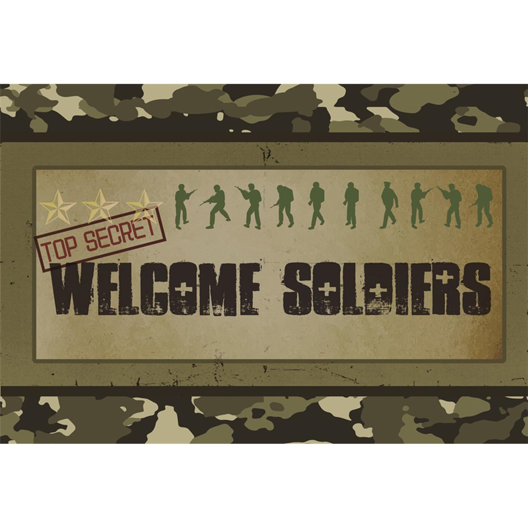 Baocicco Army Soldier Backdrop 5X3Ft Welcome Soldiers Photography Background Three Stars Top Secret Camouflage Backdrop Children