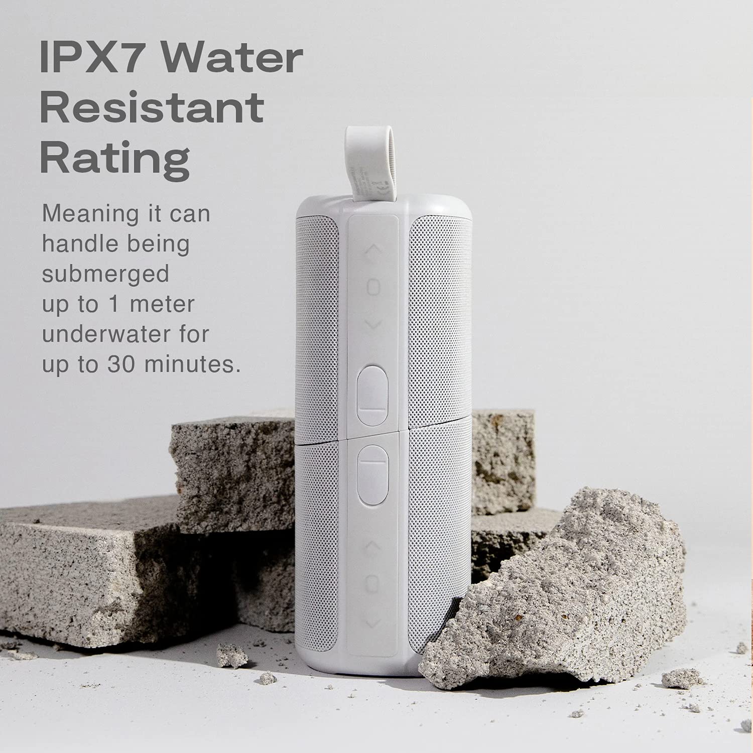 Kove Commuter 2 Portable Speaker   Concrete Bluetooth Speakers, Wireless With Hd Louder Volume, Deep Bass Subwoofer, Microphone, Ipx7 Water Resistant   Perfect Boom Box For Home, Outdoor Or Travel