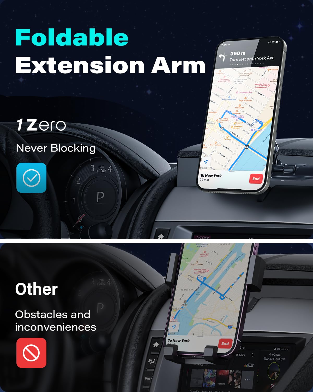 1Zero For Magsafe Cd Phone Holder For Car [17 Strong Magnets] Magnetic Cd Player Phone Mount, Hollow Socket Cd Slot Phone Mount