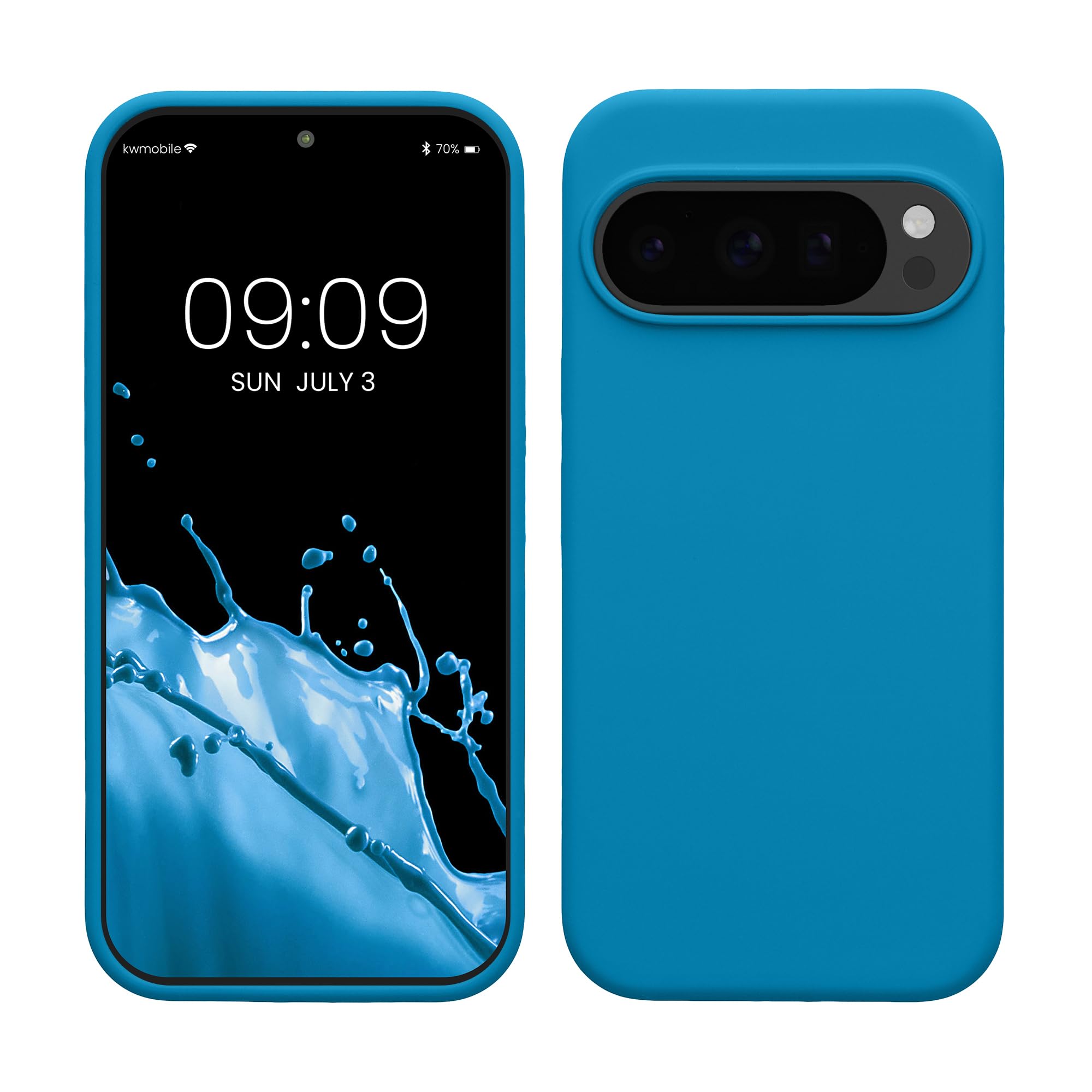 kwmobile Case Compatible with Google Pixel 10 / Pixel 10 Pro Case - TPU Silicone Phone Cover with Soft Finish - Caribbean Blue