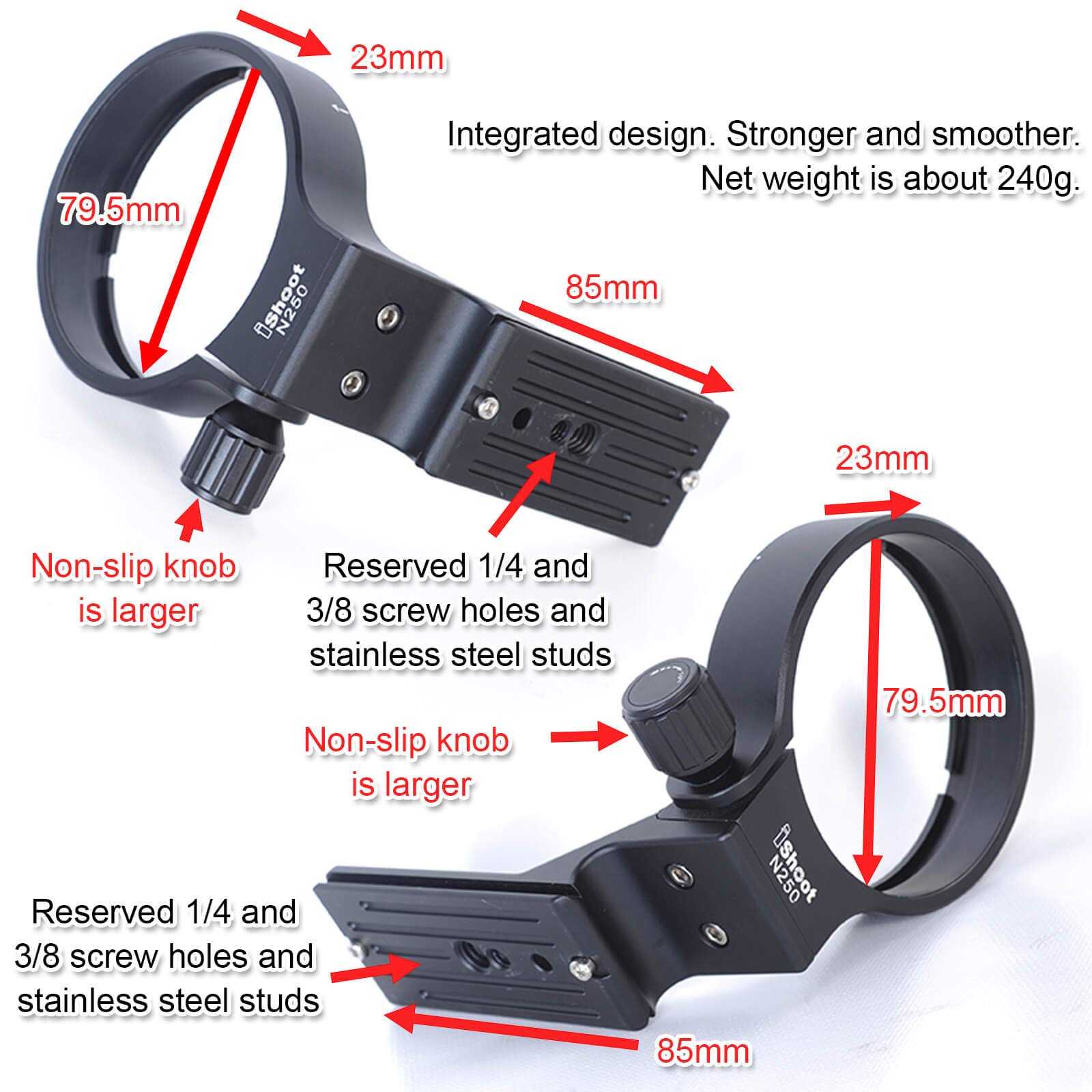 Ishoot Lens Collar Compatible With Nikon Af S Nikkor 200 500Mm F/5.6E Ed Vr, Lens Tripod Mount Ring Support Bracket Holder, Bott
