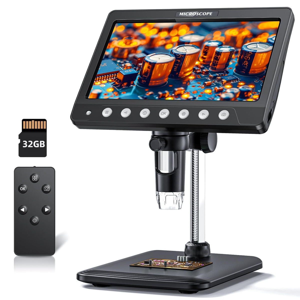 Winwend Digital Microscope For Adults Kids   7'' Hd Ips Coin Microscope For Error Coins With Screen | 1200X Soldering Microscope