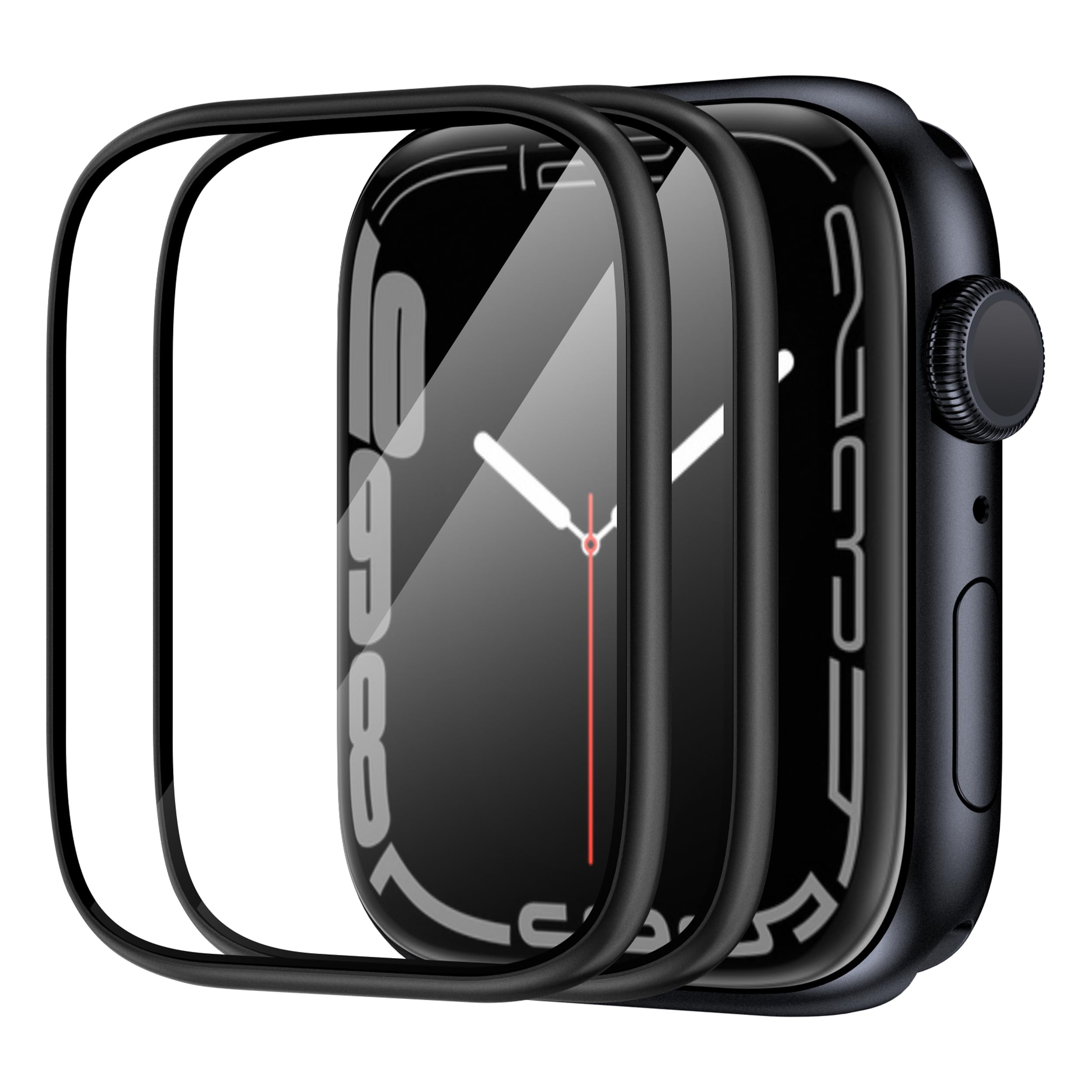 Swuu 2 Pack Tempered Glass Screen Protector With Titanium Alloy Frame Compatible With Apple Watch Se2 Se Series 6 5 4 44Mm Scree