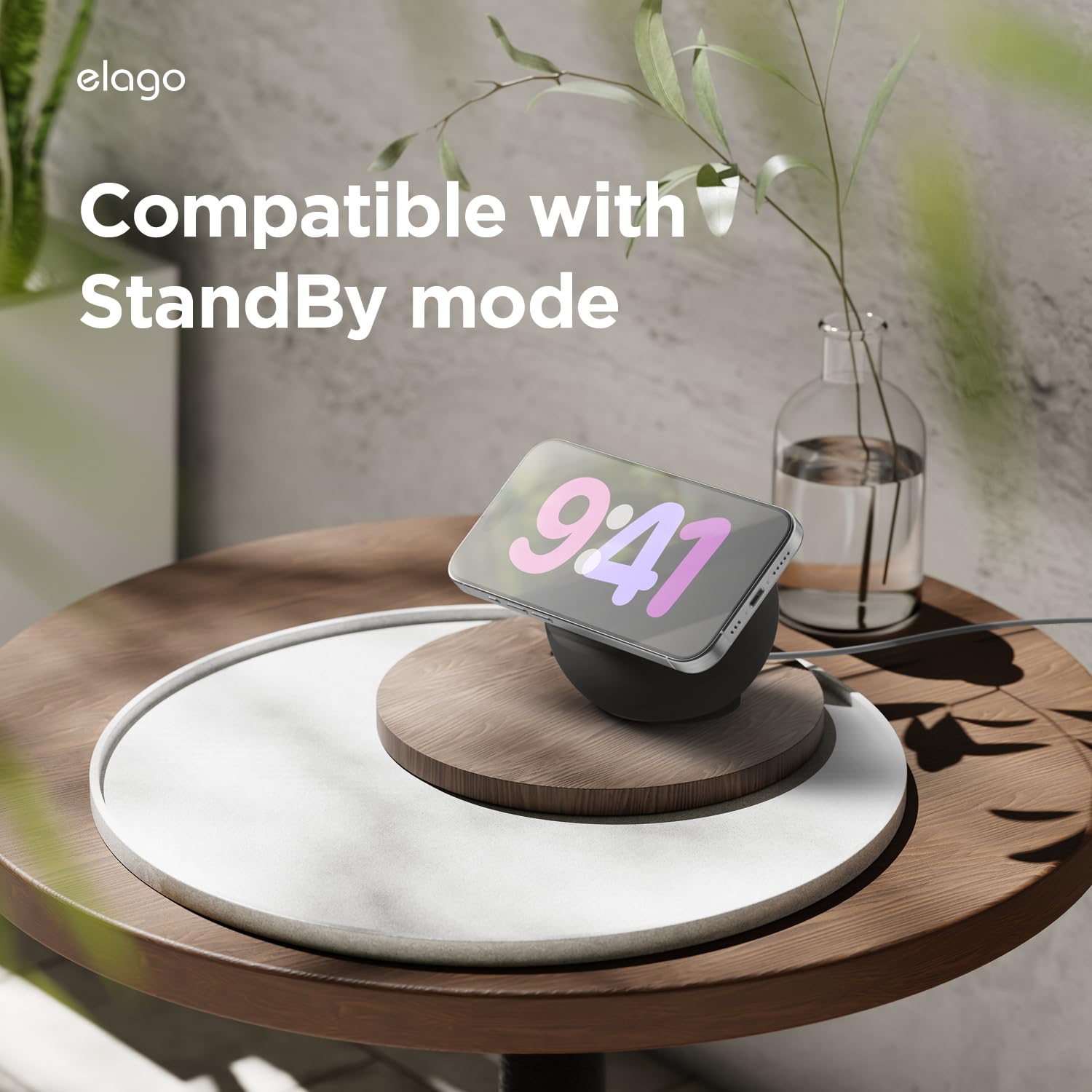 Elago Ms2 Charging Stand Compatible With Magsafe Charger   Premium Silicone Stand Compatible With Iphone15141312 Series, Designe