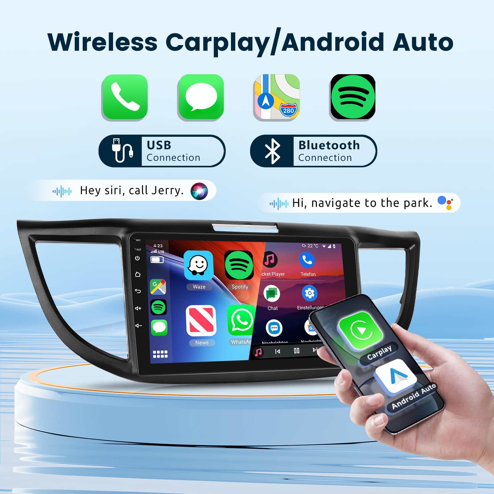 Android 13 Car Stereo For Honda Crv 2012 2013 2014 2015 2016 With Wireless Carplay Android Auto, 9 Inch Touch Screen Car Radio,