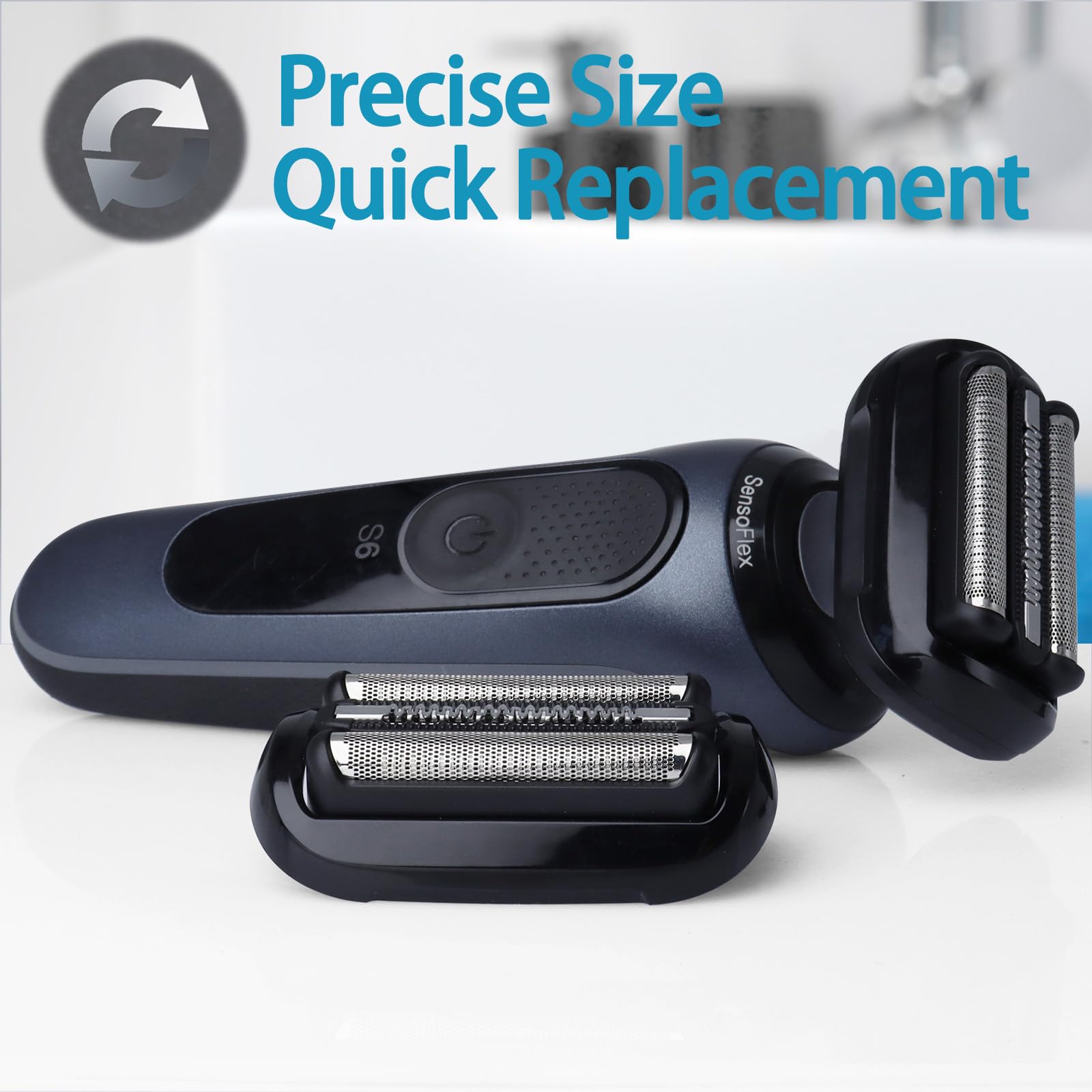 2Pack 53B Series 5/6 Foil & Cutter Replacement Head For Braun Series S5 S6(New Gens) 5018S, 5020S, 5035S, 5049Cs, 5050Cs 5762 60