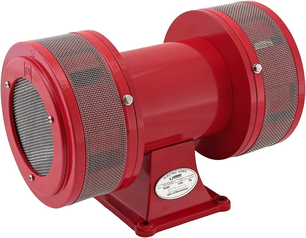 Vixen Horns Extra Loud 125 dB Air Raid Siren - Heavy Duty Electric Motor, Red, Omnidirectional, 2600 ft Range