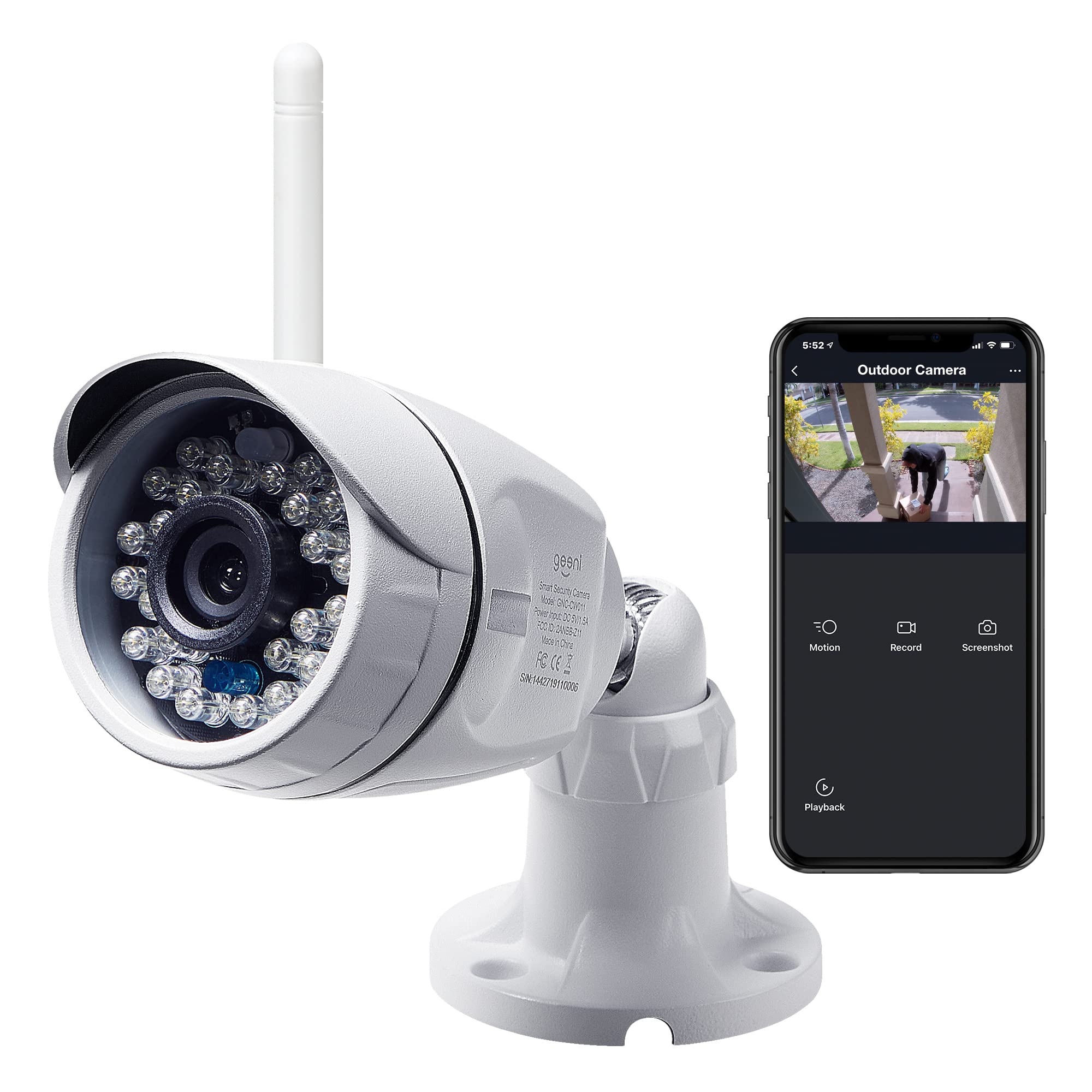 Geeni Hawk Hd 1080P Outdoor Security Camera | Ip66 Weatherproof Wifi Surveillance With Night Vision, 2 Way Audio, And Motion Det