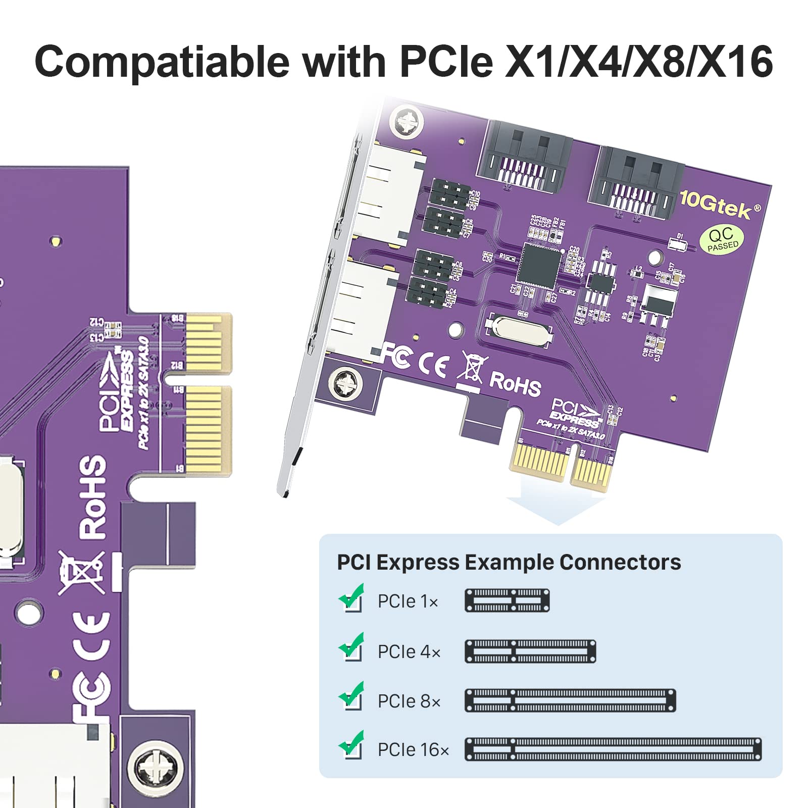 2 Port Esata3.0 Or 2 Port Sata3.0 Non Raid Controller Card, X1, With 2 Sata Cable, Support Ssd And Hdd