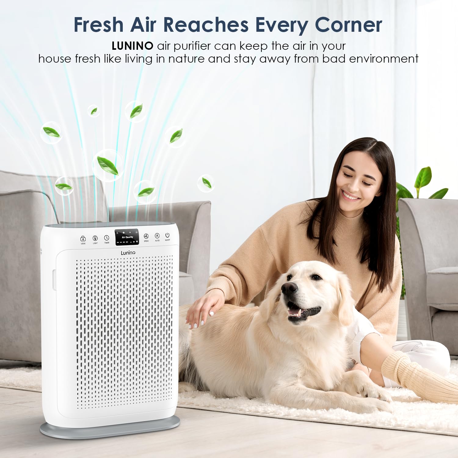 Air Purifiers For Home Large Room Up To 1740Sq.Ft, Lunino H13 Hepa Air Filter With Pm 2.5 Display Air Quality Sensors, Aromather