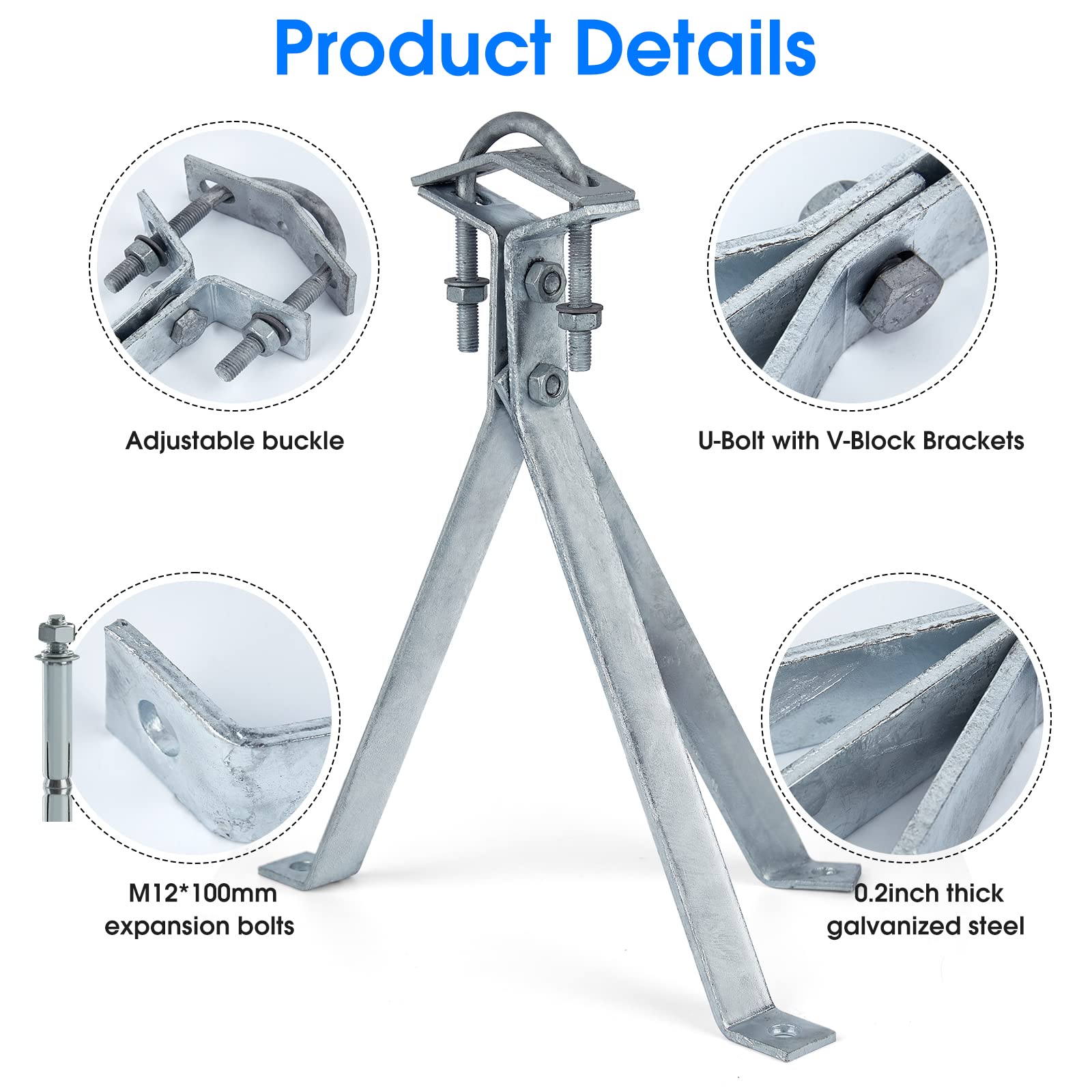 14 Inch Heavy Duty Antenna Wall Mount,Windproof Stand Off Wall Mast Mount Clamps,1 Pair With Expansion Bolts (1 Pair Mount ( 3 L