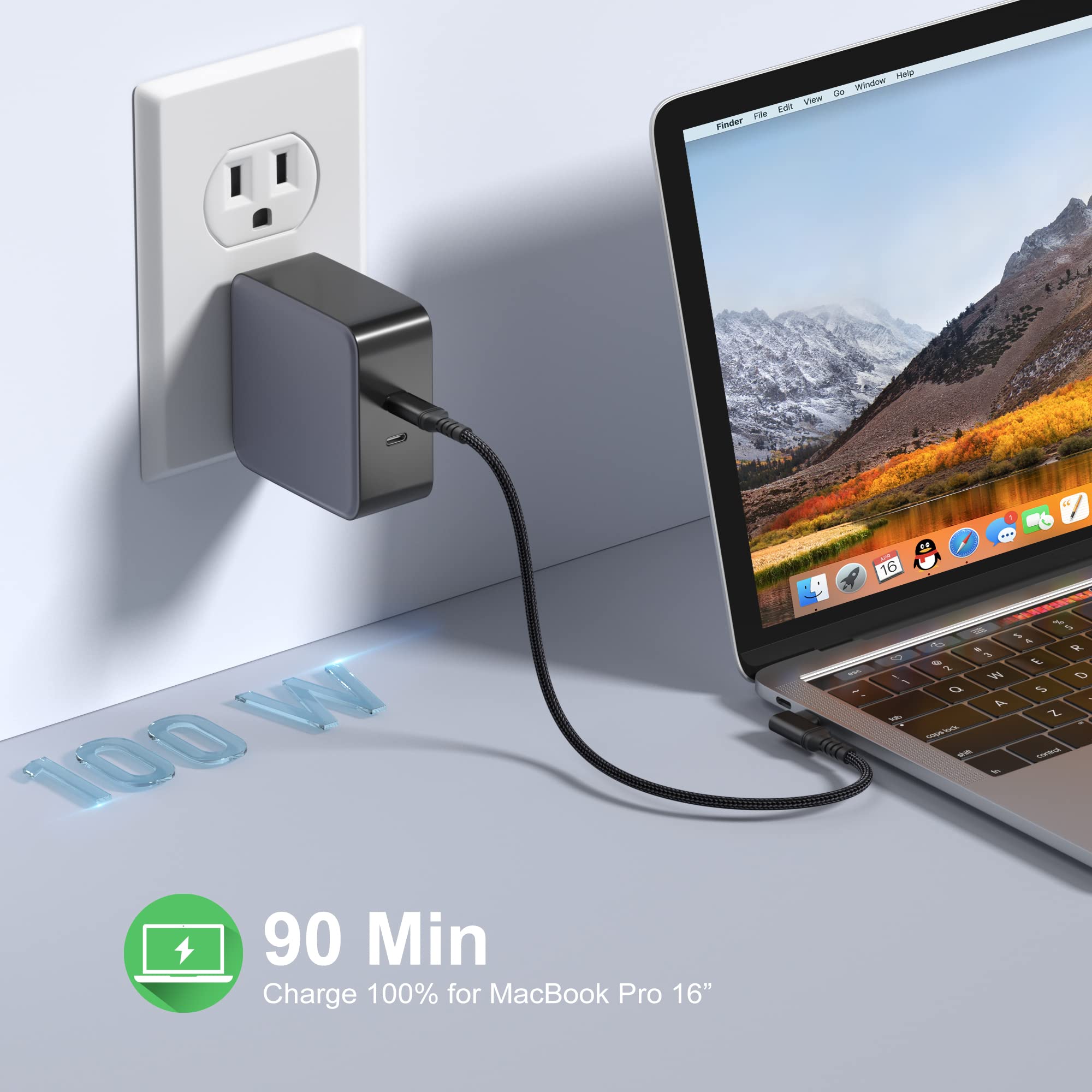 Besgoods Short Usb C To Usb C Cable 1.5Ft, Right Angle 20Gbps Data Transfer 100W Fast Charging 4K Video Output Usb 3.2 Gen2X2 Ty