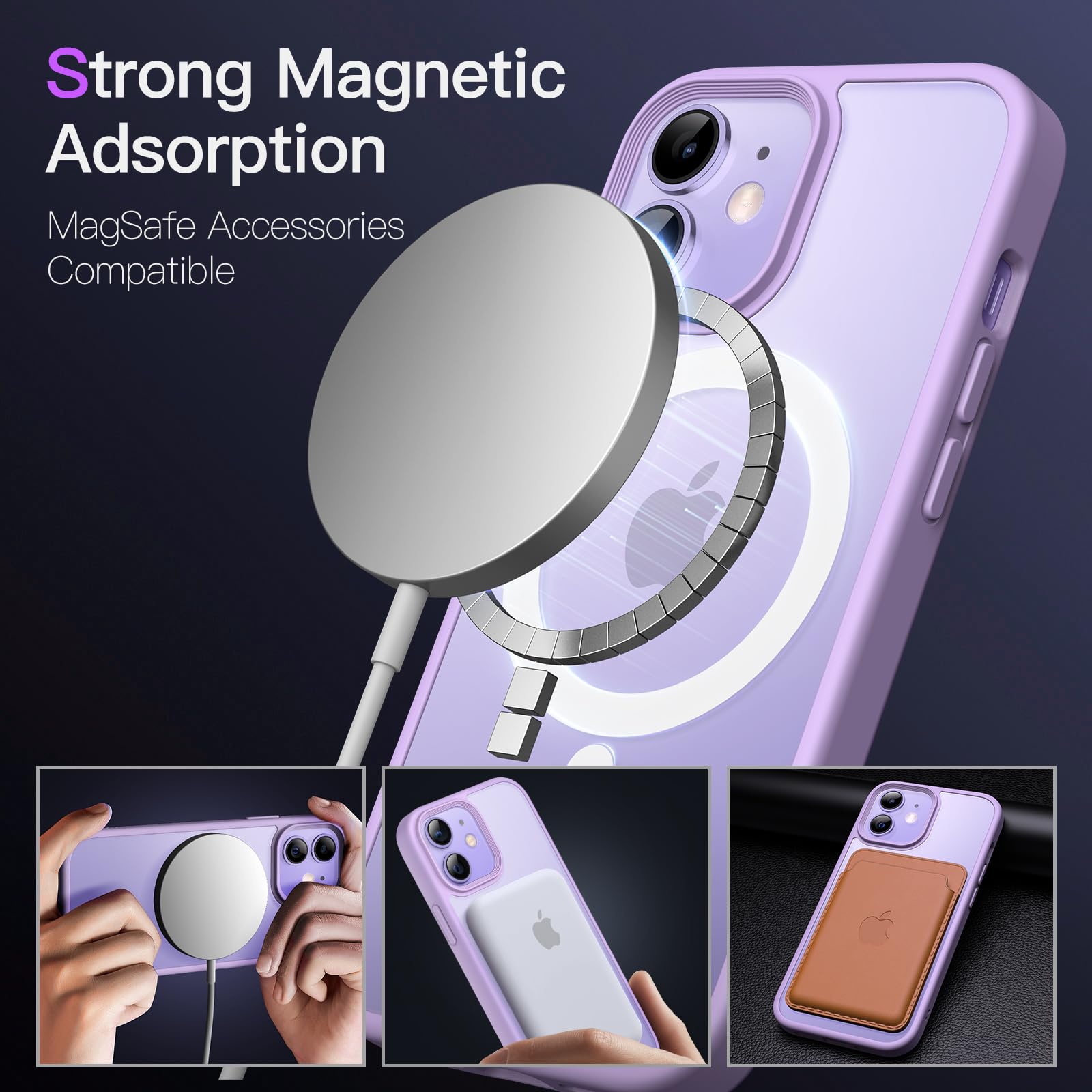 Jetech Magnetic Case For Iphone 12 Mini 5.4 Inch Compatible With Magsafe, Translucent Matte Back Slim Shockproof Phone Cover (Li
