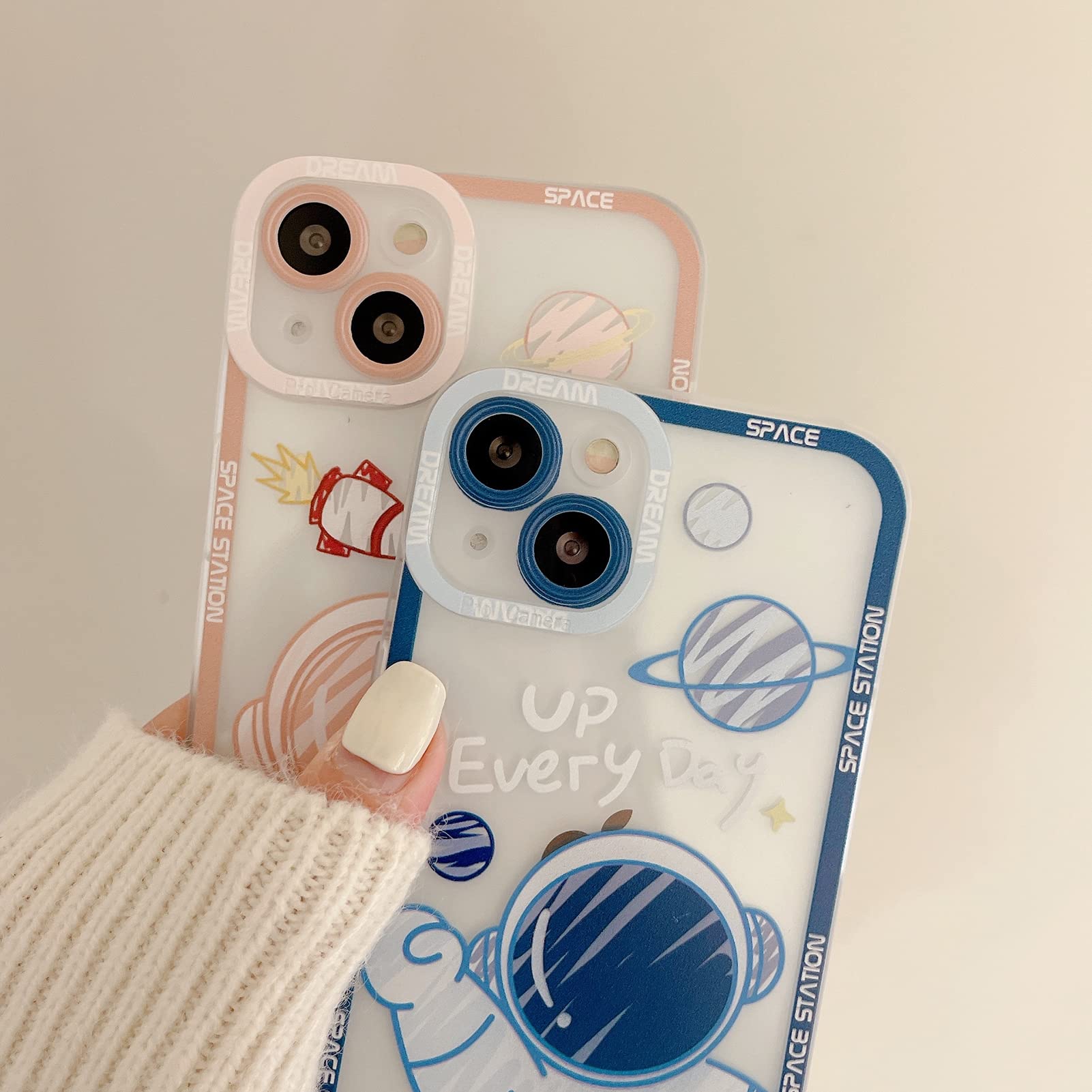 Yonds Queen For Iphone 11 Pro Cute Clear Case, Cool Cartoon Astronaut Space Planet Moon Design Stylish Soft Tpu Bumper Shockproo